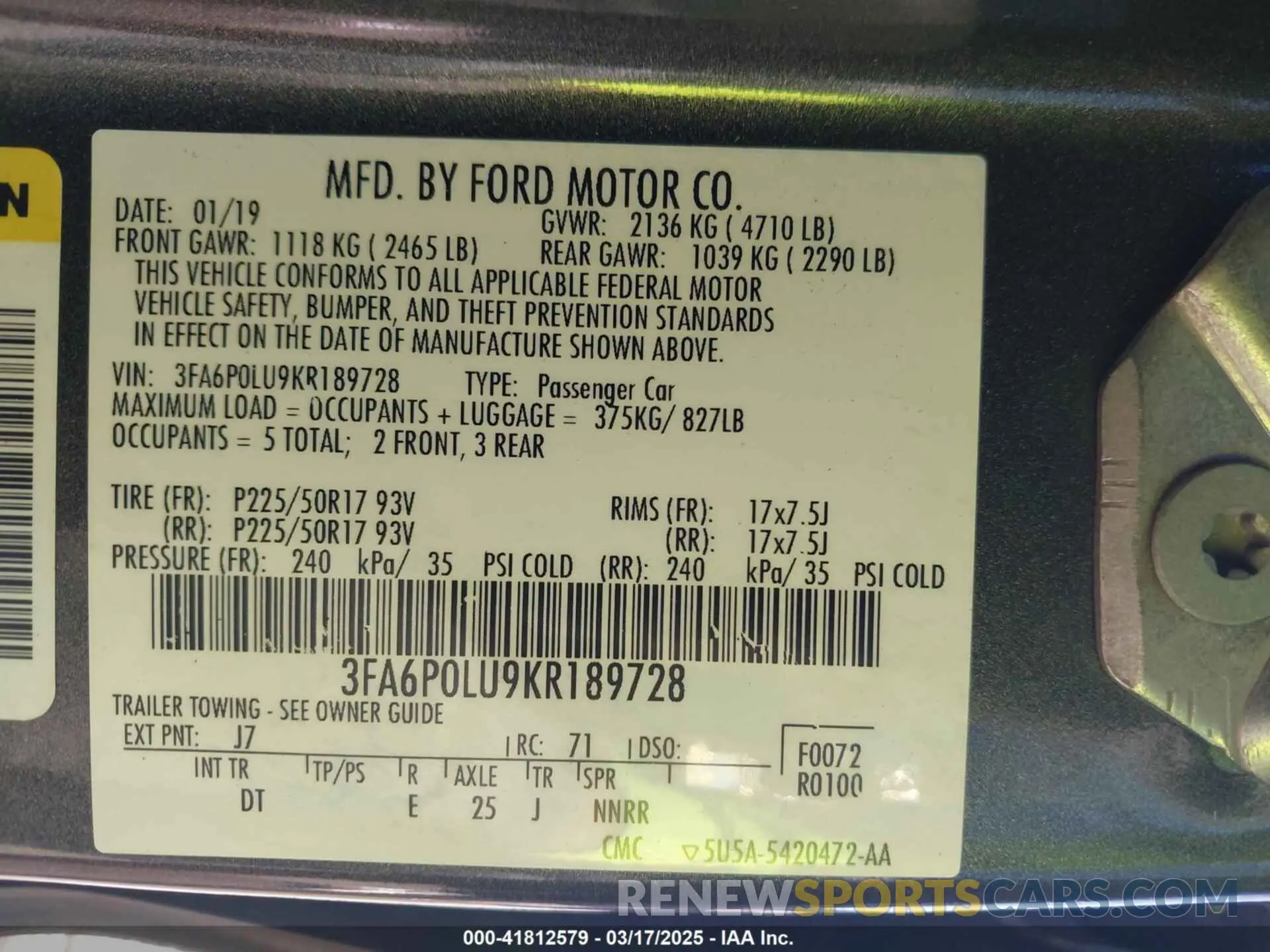9 fotografías del automóvil dañado 3FA6P0LU9KR189728 FORD FUSION HYBRID 2019