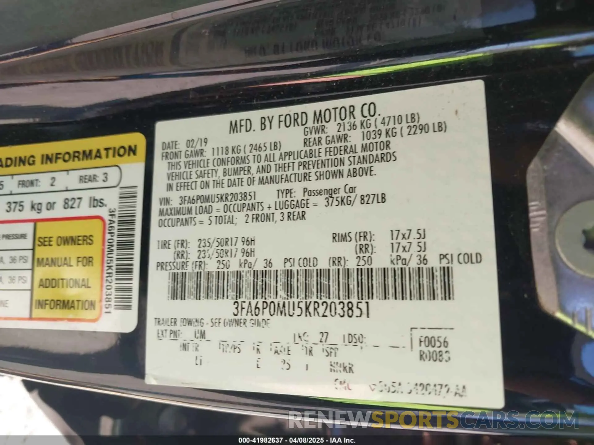 9 fotografías del automóvil dañado 3FA6P0MU5KR203851 FORD FUSION HYBRID 2019