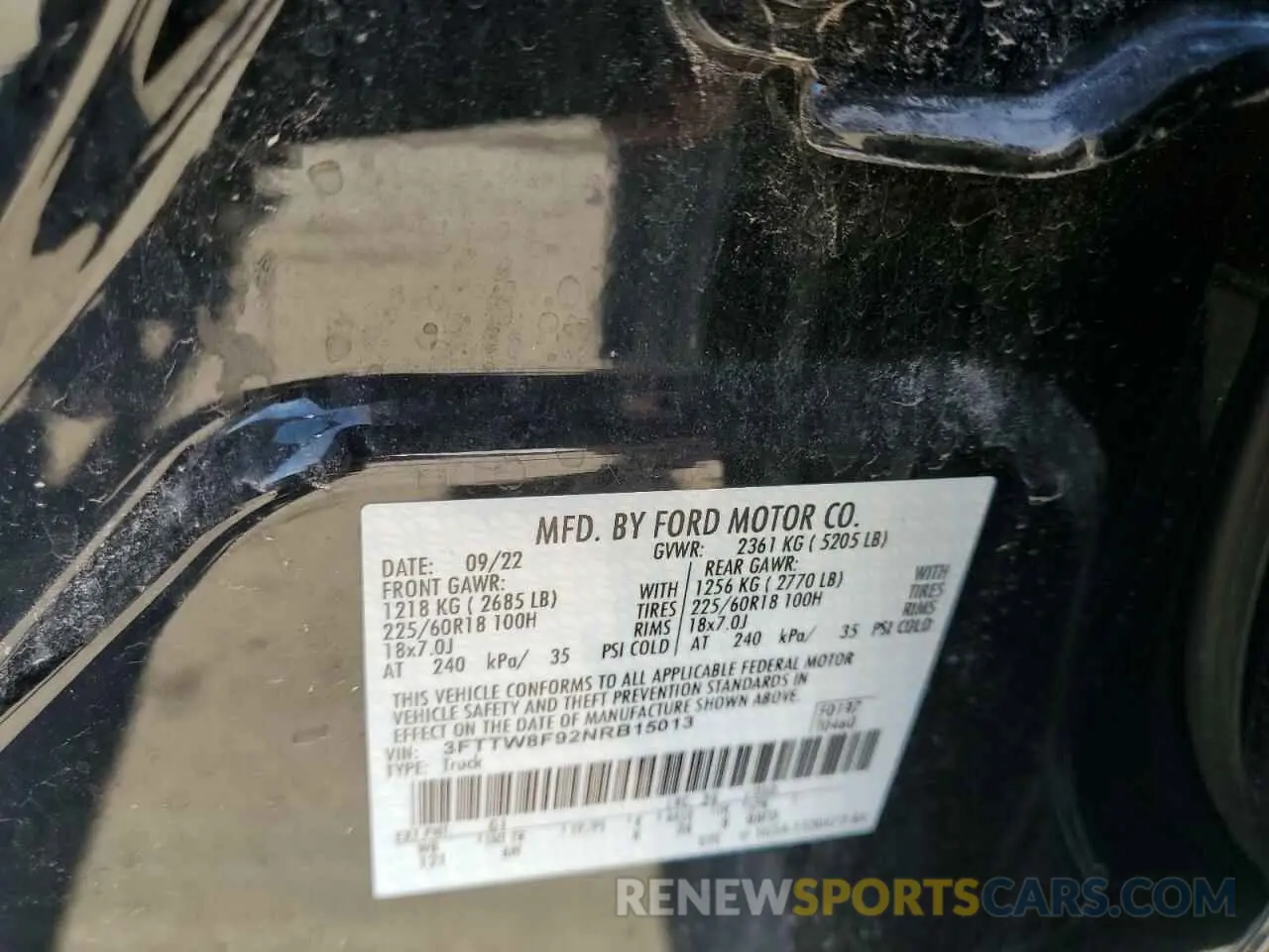 13 fotografías del automóvil dañado 3FTTW8F92NRB15013 FORD MAVERICK 2022