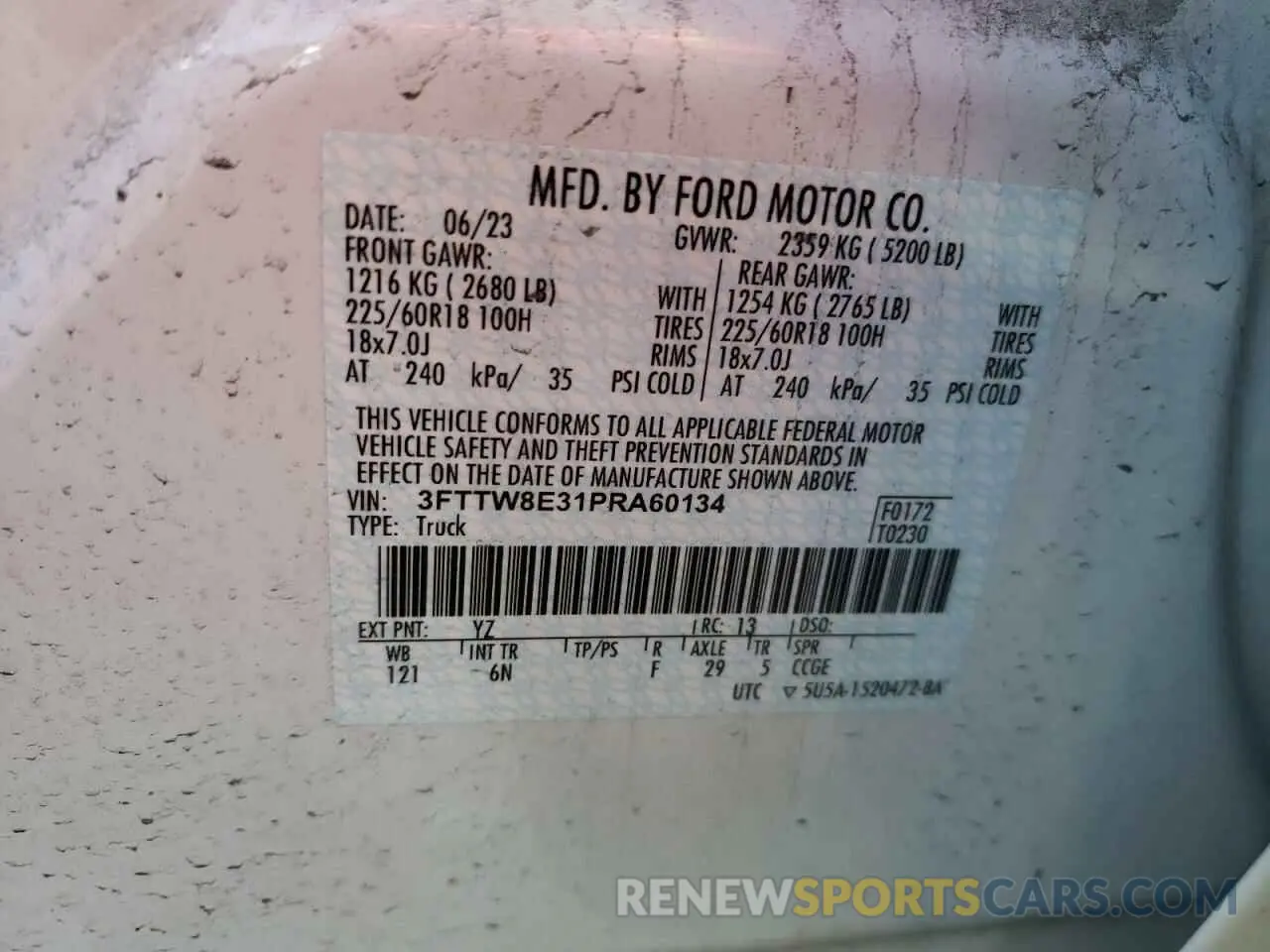 12 fotografías del automóvil dañado 3FTTW8E31PRA60134 FORD MAVERICK 2023