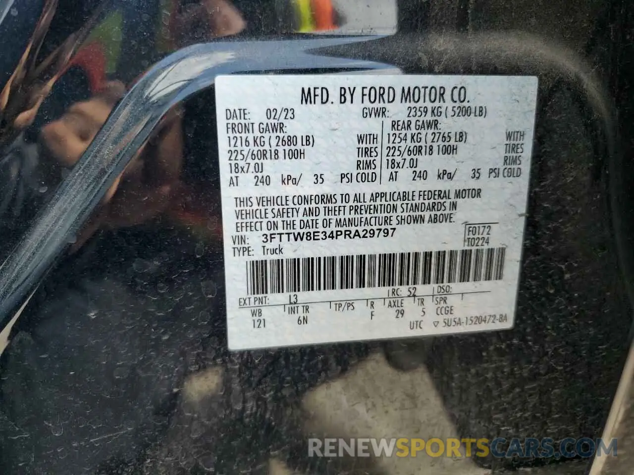 12 fotografías del automóvil dañado 3FTTW8E34PRA29797 FORD MAVERICK 2023