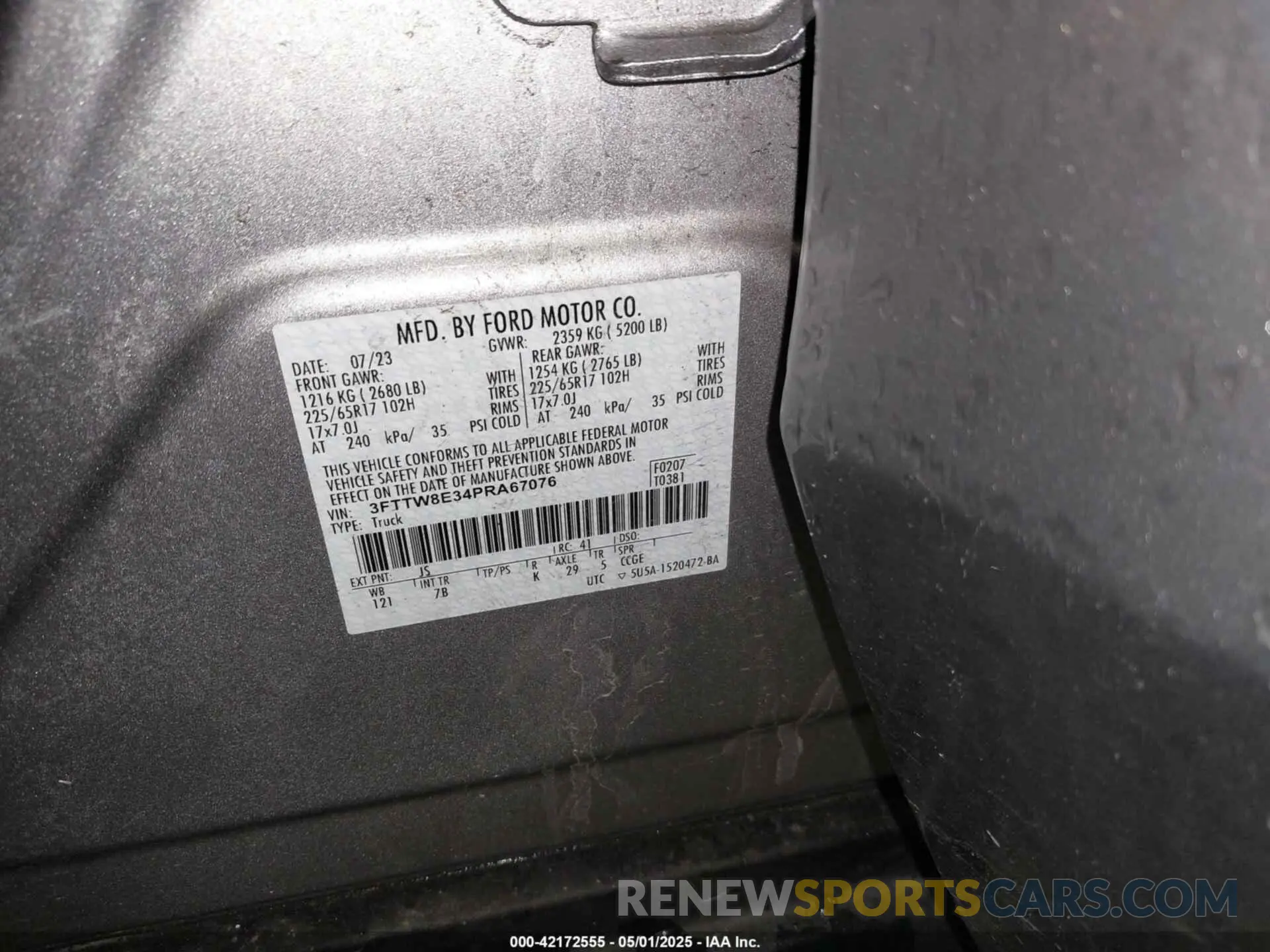 9 fotografías del automóvil dañado 3FTTW8E34PRA67076 FORD MAVERICK 2023