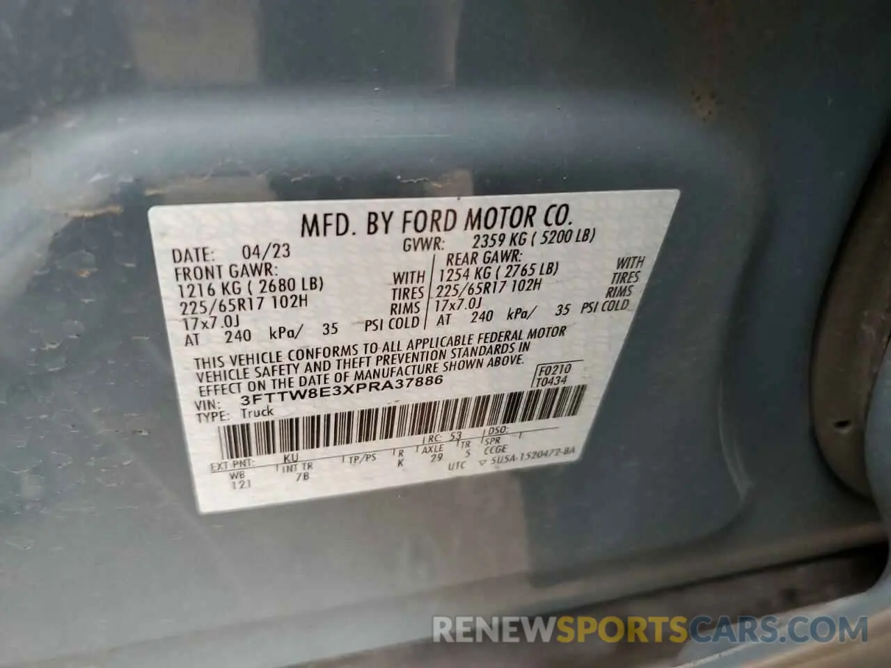 12 fotografías del automóvil dañado 3FTTW8E3XPRA37886 FORD MAVERICK 2023