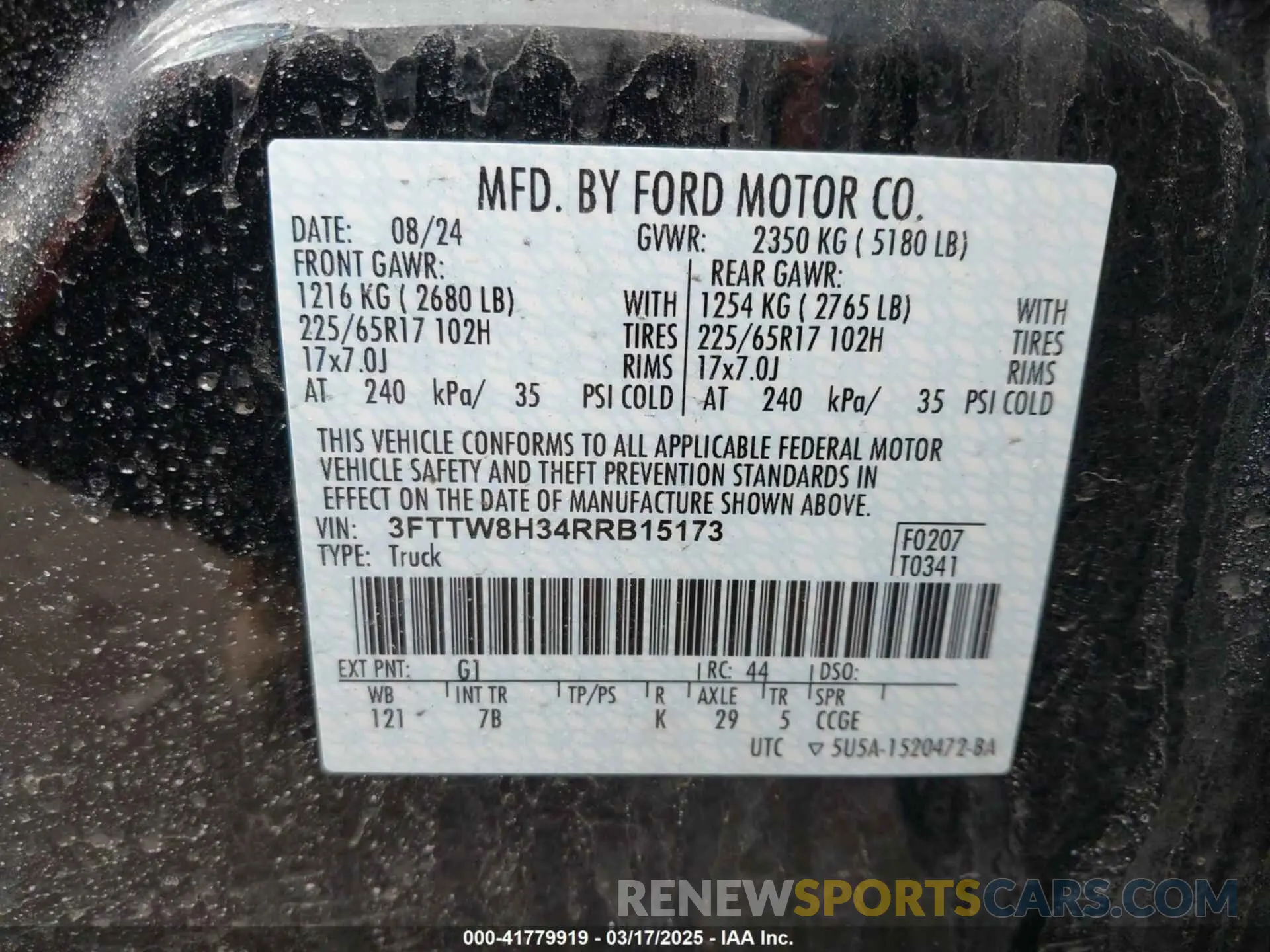 9 fotografías del automóvil dañado 3FTTW8H34RRB15173 FORD MAVERICK 2024