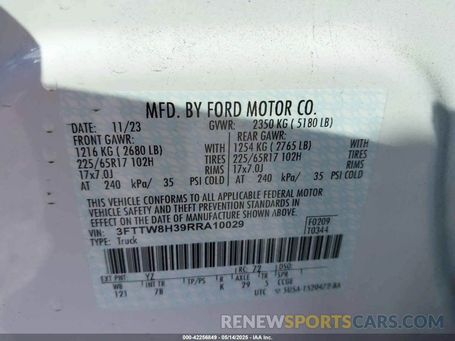 9 fotografías del automóvil dañado 3FTTW8H39RRA10029 FORD MAVERICK 2024