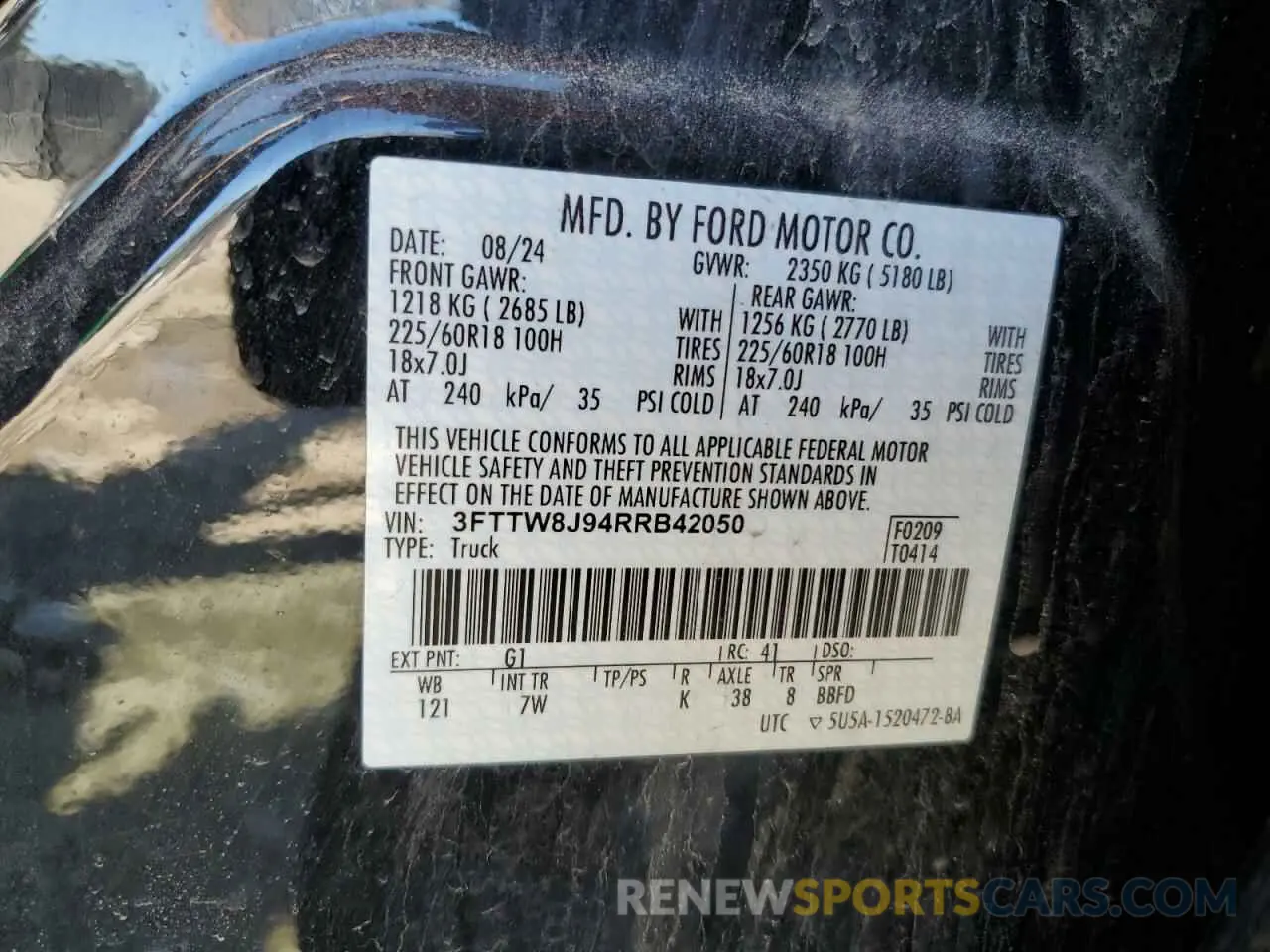 13 fotografías del automóvil dañado 3FTTW8J94RRB42050 FORD MAVERICK 2024