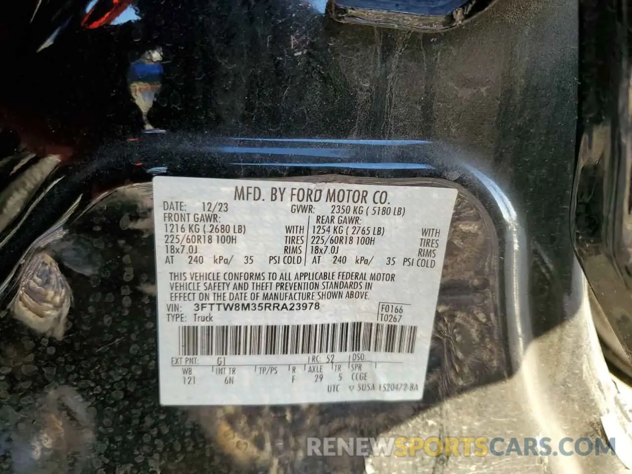 14 fotografías del automóvil dañado 3FTTW8M35RRA23978 FORD MAVERICK L 2024
