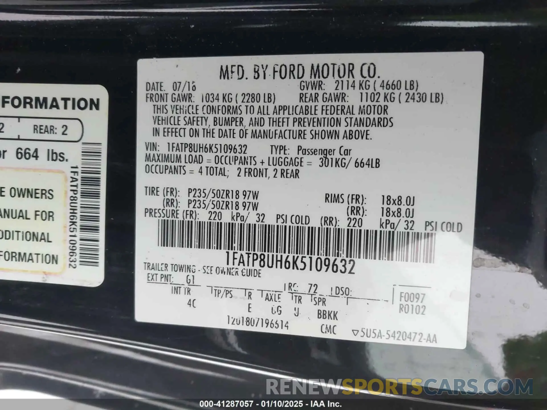 9 fotografías del automóvil dañado 1FATP8UH6K5109632 FORD MUSTANG 2019