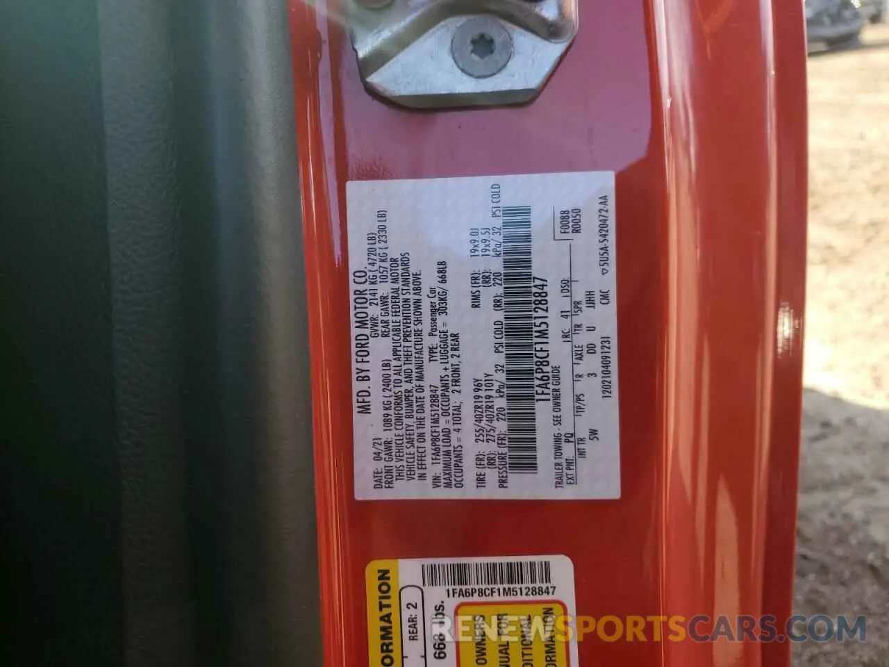 14 fotografías del automóvil dañado 1FA6P8CF1M5128847 FORD MUSTANG 2021
