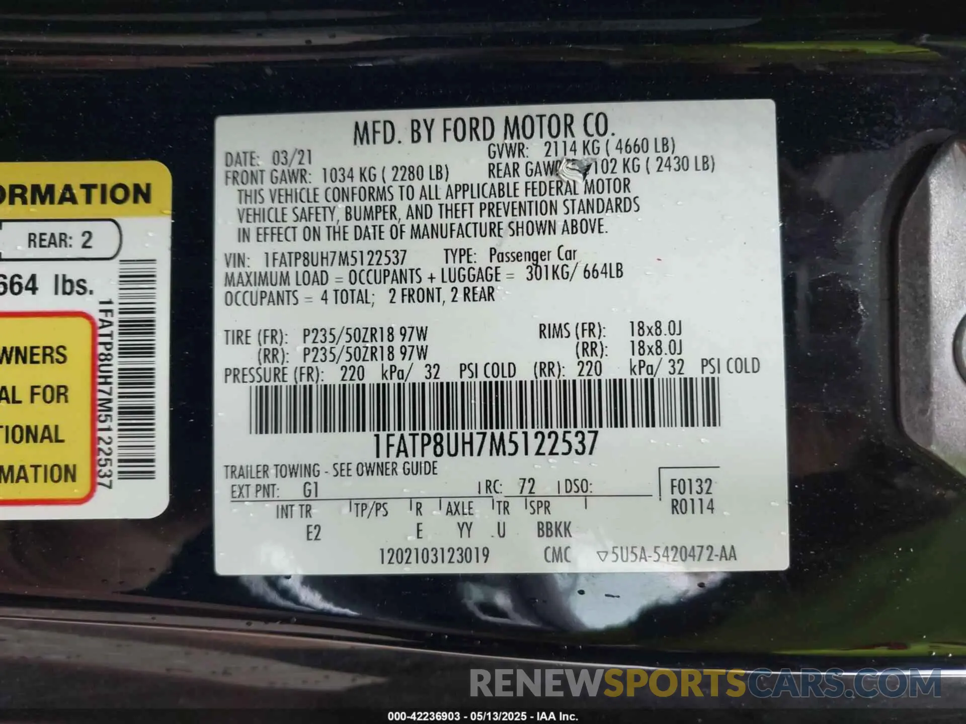 9 fotografías del automóvil dañado 1FATP8UH7M5122537 FORD MUSTANG 2021