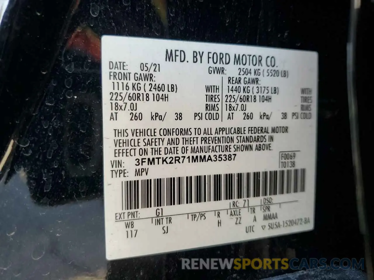 13 fotografías del automóvil dañado 3FMTK2R71MMA35387 FORD MUSTANG 2021
