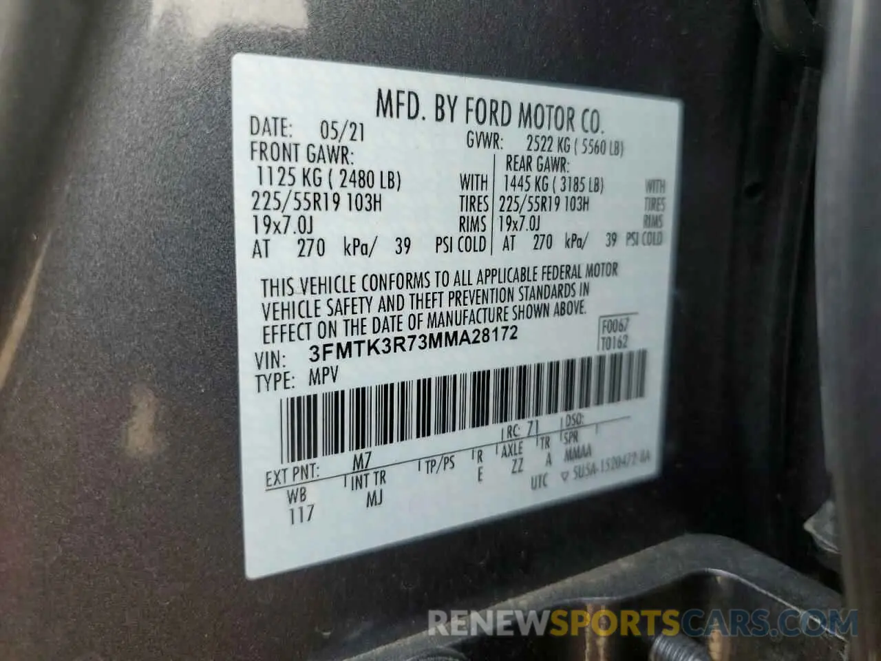 16 fotografías del automóvil dañado 3FMTK3R73MMA28172 FORD MUSTANG 2021