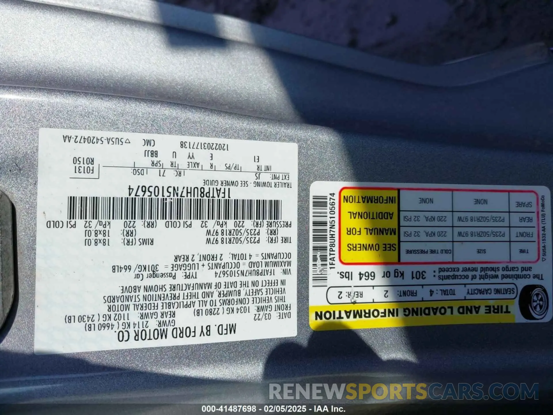 9 fotografías del automóvil dañado 1FATP8UH7N5105674 FORD MUSTANG 2022