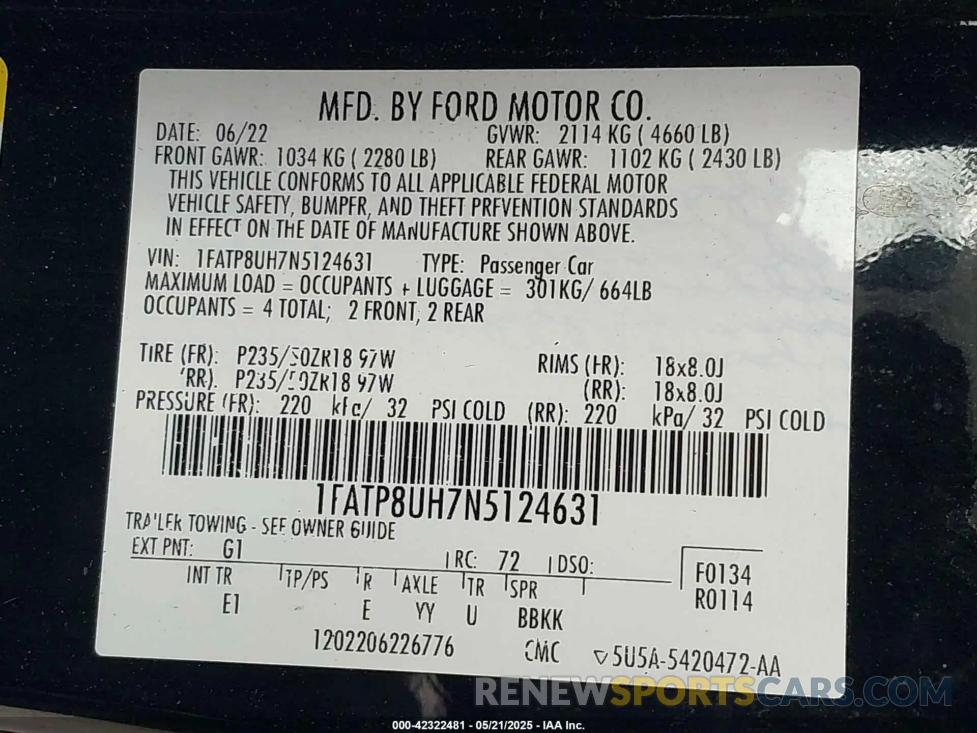 9 fotografías del automóvil dañado 1FATP8UH7N5124631 FORD MUSTANG 2022