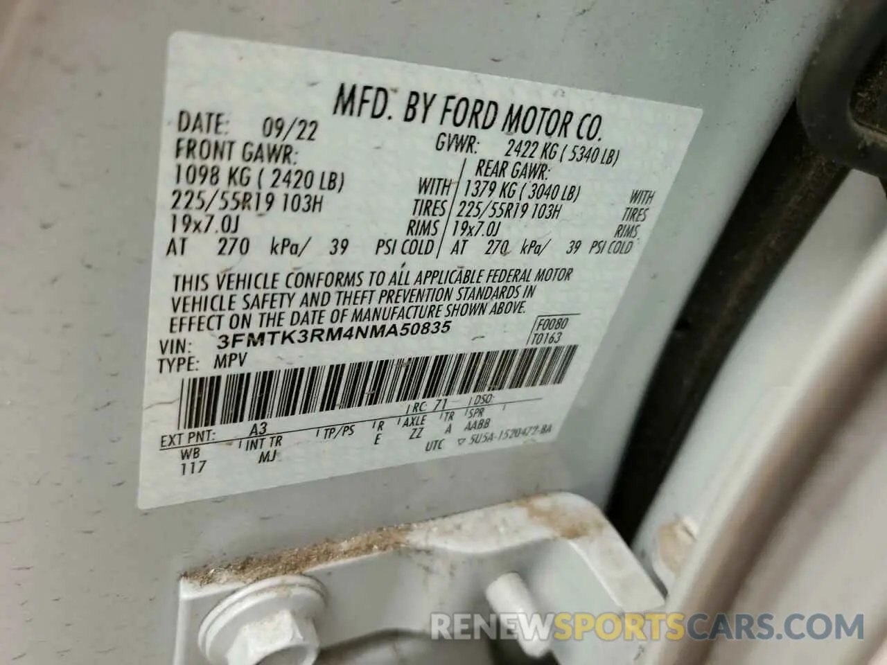 13 fotografías del automóvil dañado 3FMTK3RM4NMA50835 FORD MUSTANG 2022