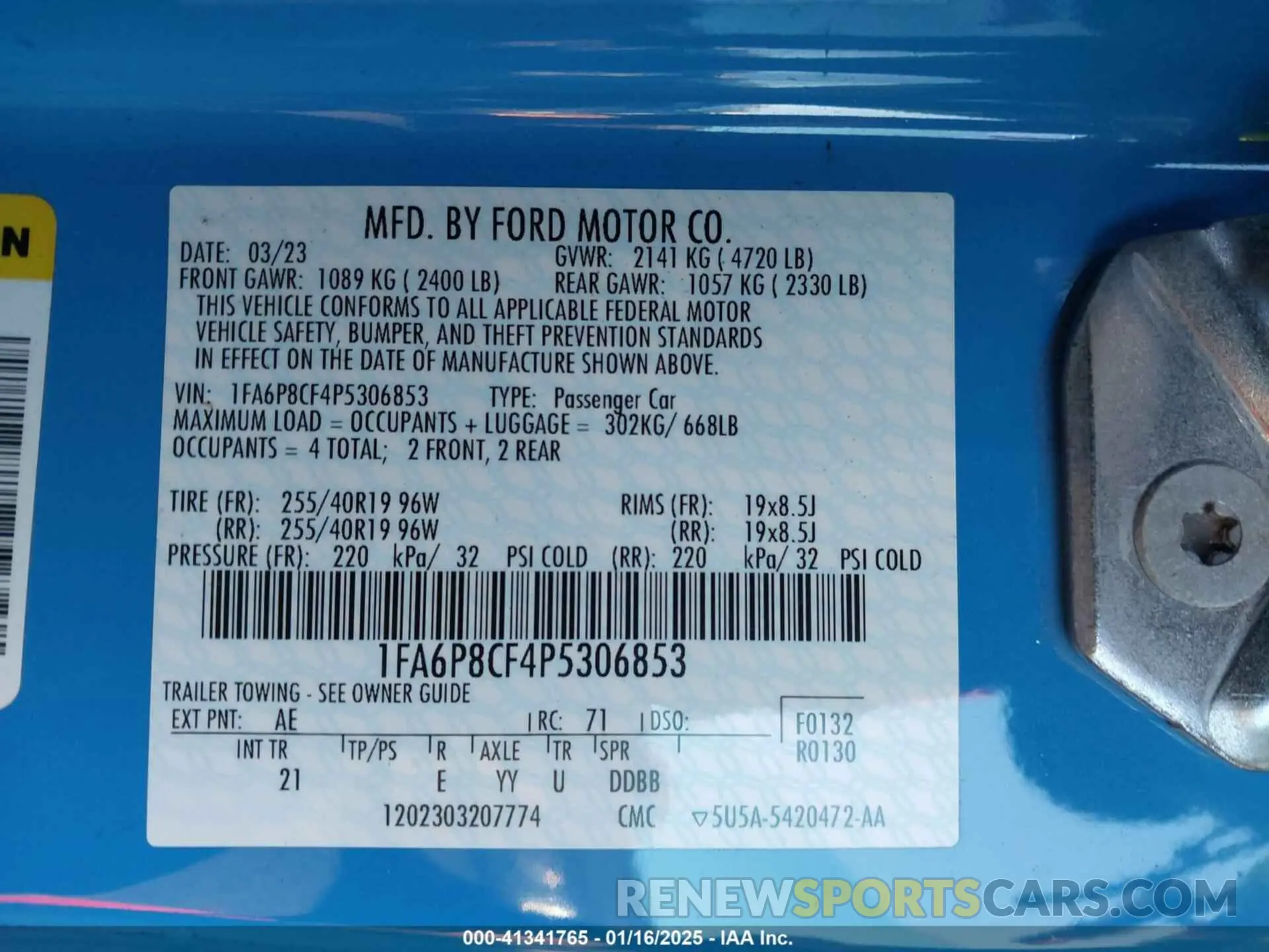 9 fotografías del automóvil dañado 1FA6P8CF4P5306853 FORD MUSTANG 2023