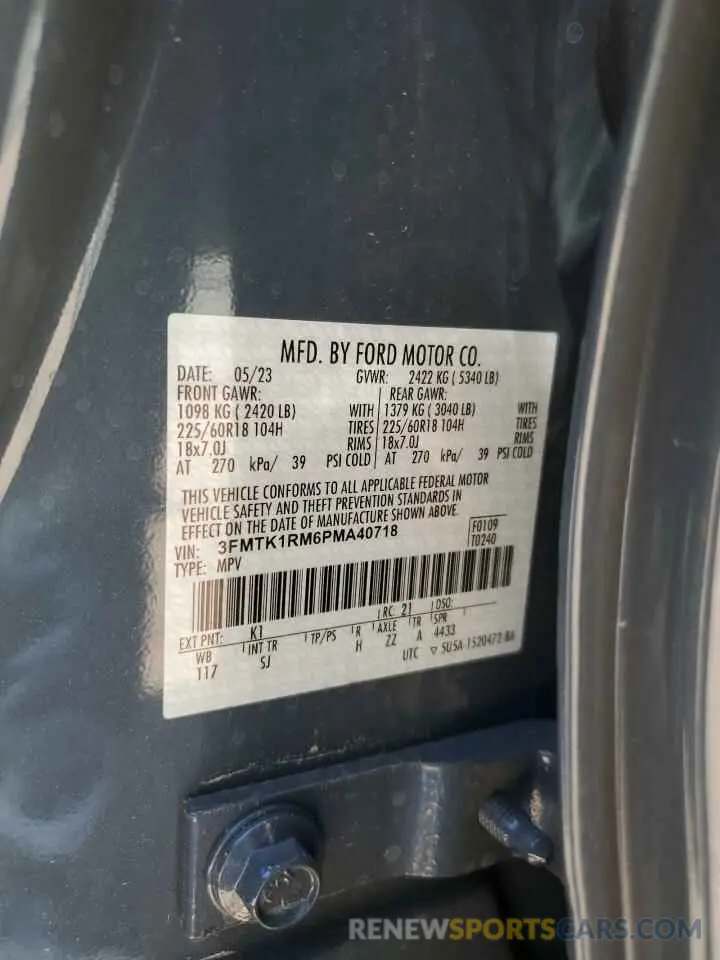 13 fotografías del automóvil dañado 3FMTK1RM6PMA40718 FORD MUSTANG 2023