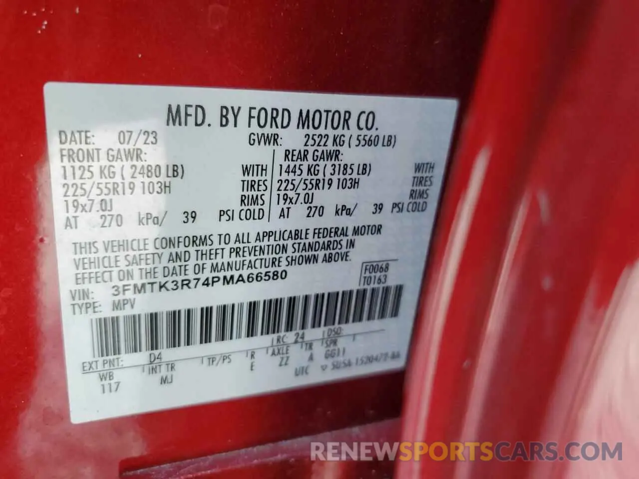 14 fotografías del automóvil dañado 3FMTK3R74PMA66580 FORD MUSTANG 2023
