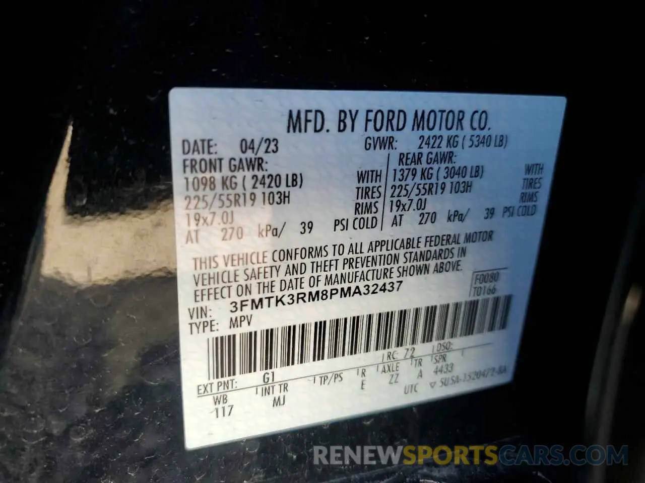 12 fotografías del automóvil dañado 3FMTK3RM8PMA32437 FORD MUSTANG 2023