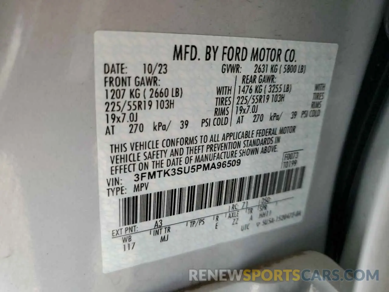 13 fotografías del automóvil dañado 3FMTK3SU5PMA96509 FORD MUSTANG 2023
