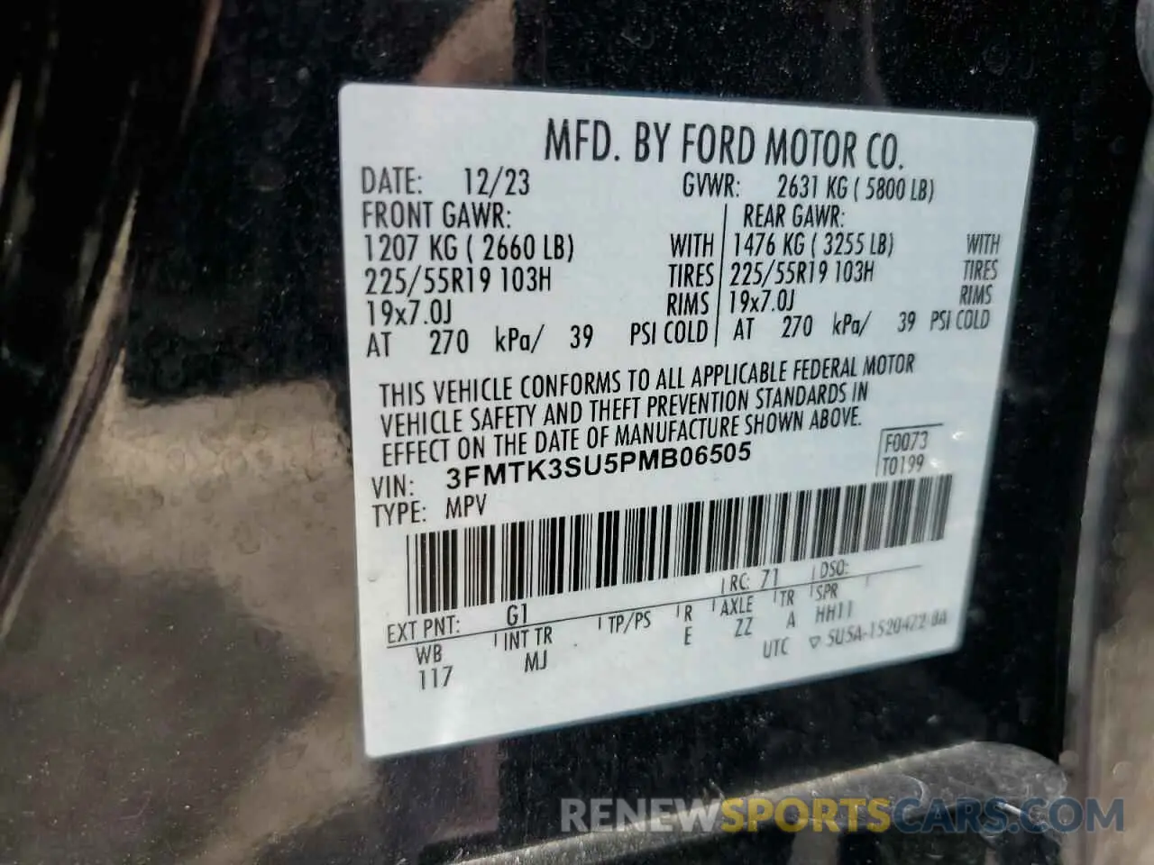 14 fotografías del automóvil dañado 3FMTK3SU5PMB06505 FORD MUSTANG 2023