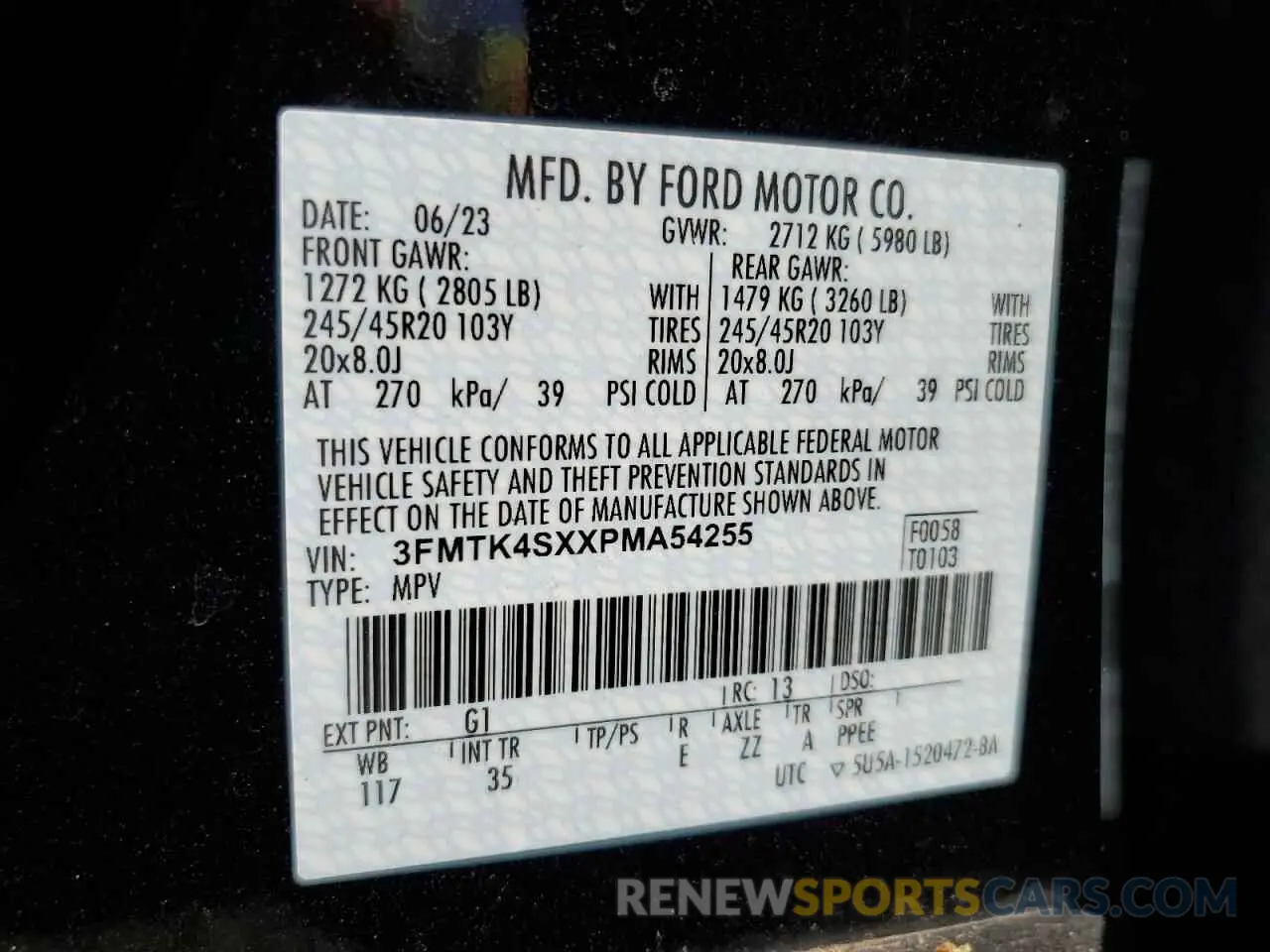 13 fotografías del automóvil dañado 3FMTK4SXXPMA54255 FORD MUSTANG 2023