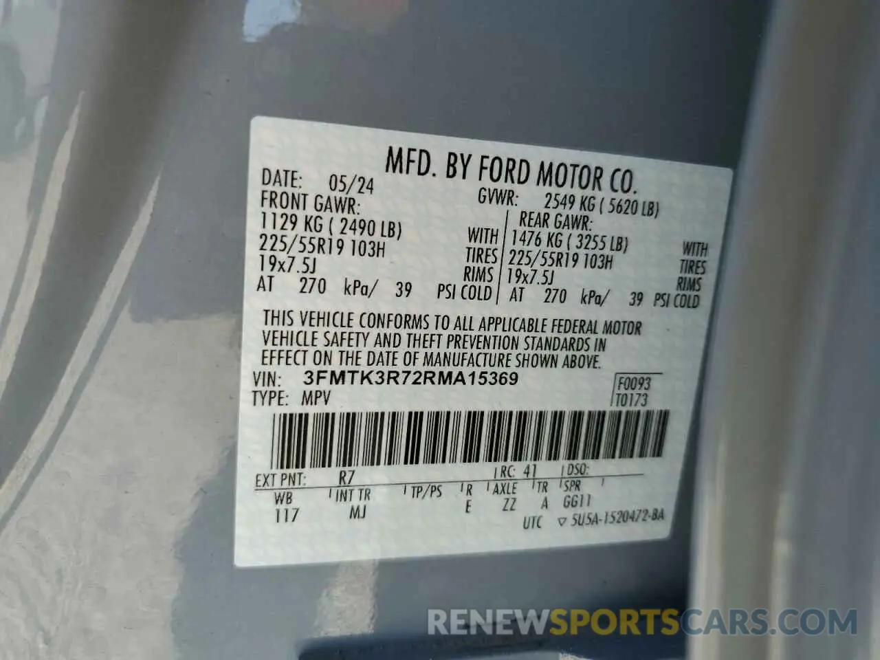 14 fotografías del automóvil dañado 3FMTK3R72RMA15369 FORD MUSTANG 2024