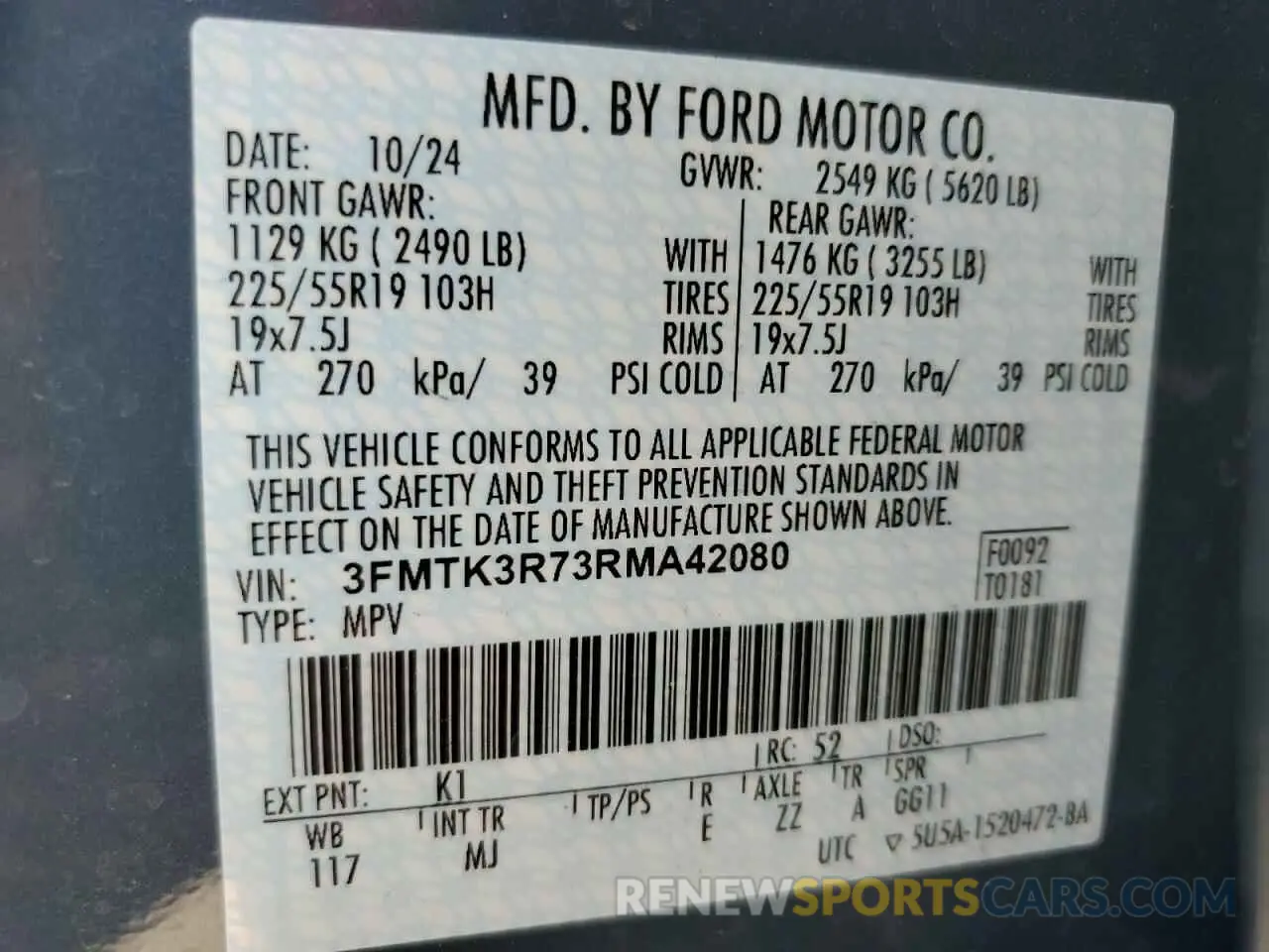 13 fotografías del automóvil dañado 3FMTK3R73RMA42080 FORD MUSTANG 2024