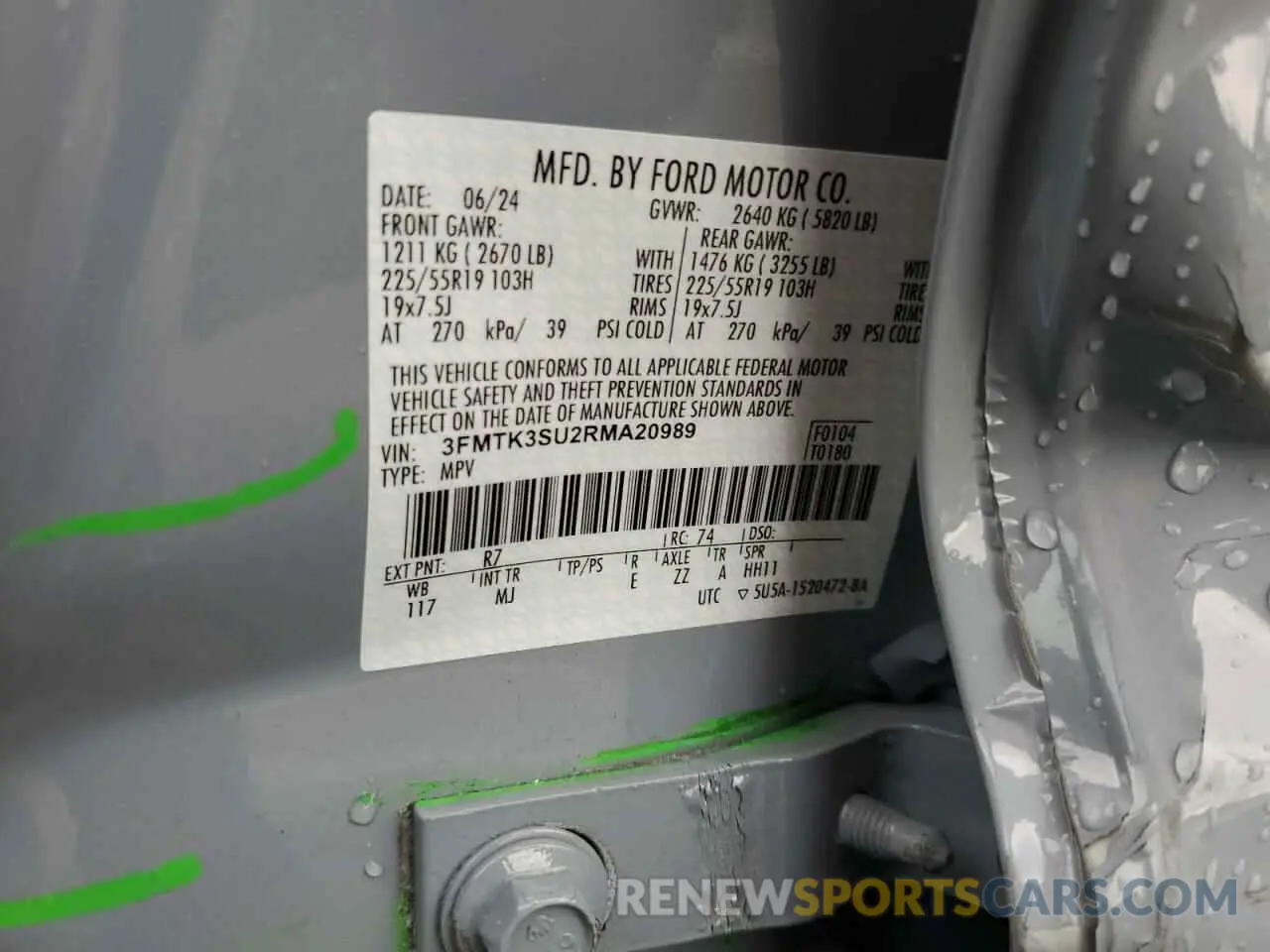 12 fotografías del automóvil dañado 3FMTK3SU2RMA20989 FORD MUSTANG 2024