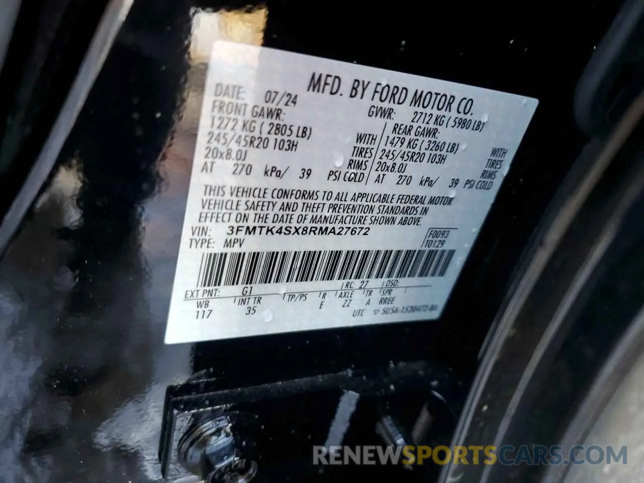 13 fotografías del automóvil dañado 3FMTK4SX8RMA27672 FORD MUSTANG 2024