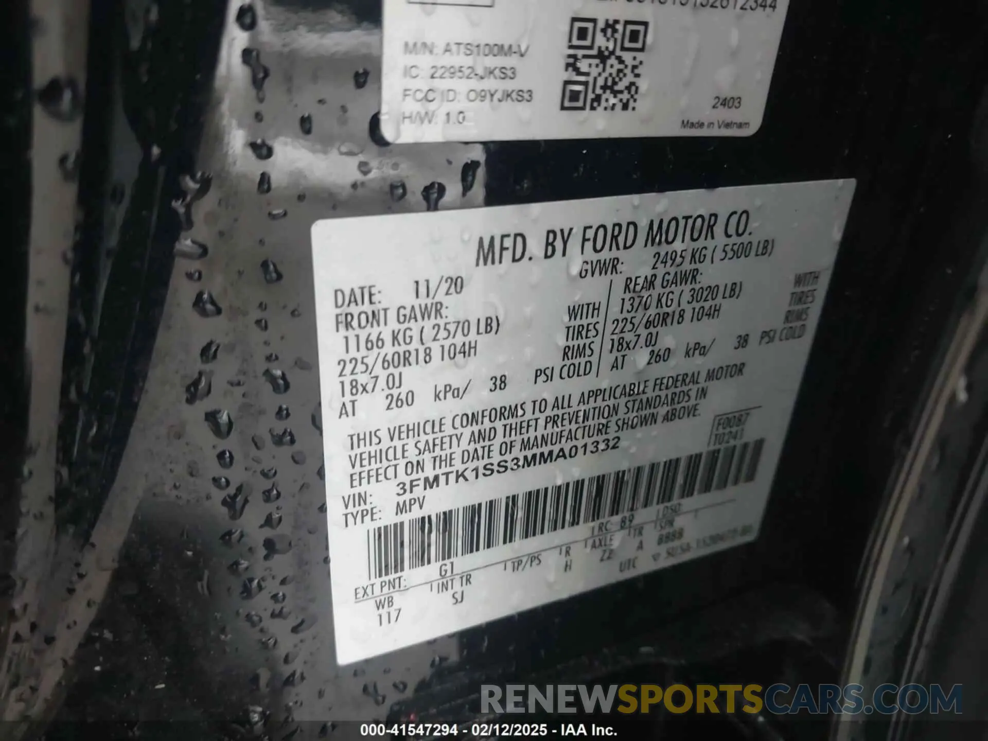 9 fotografías del automóvil dañado 3FMTK1SS3MMA01332 FORD MUSTANG MACH-E 2021