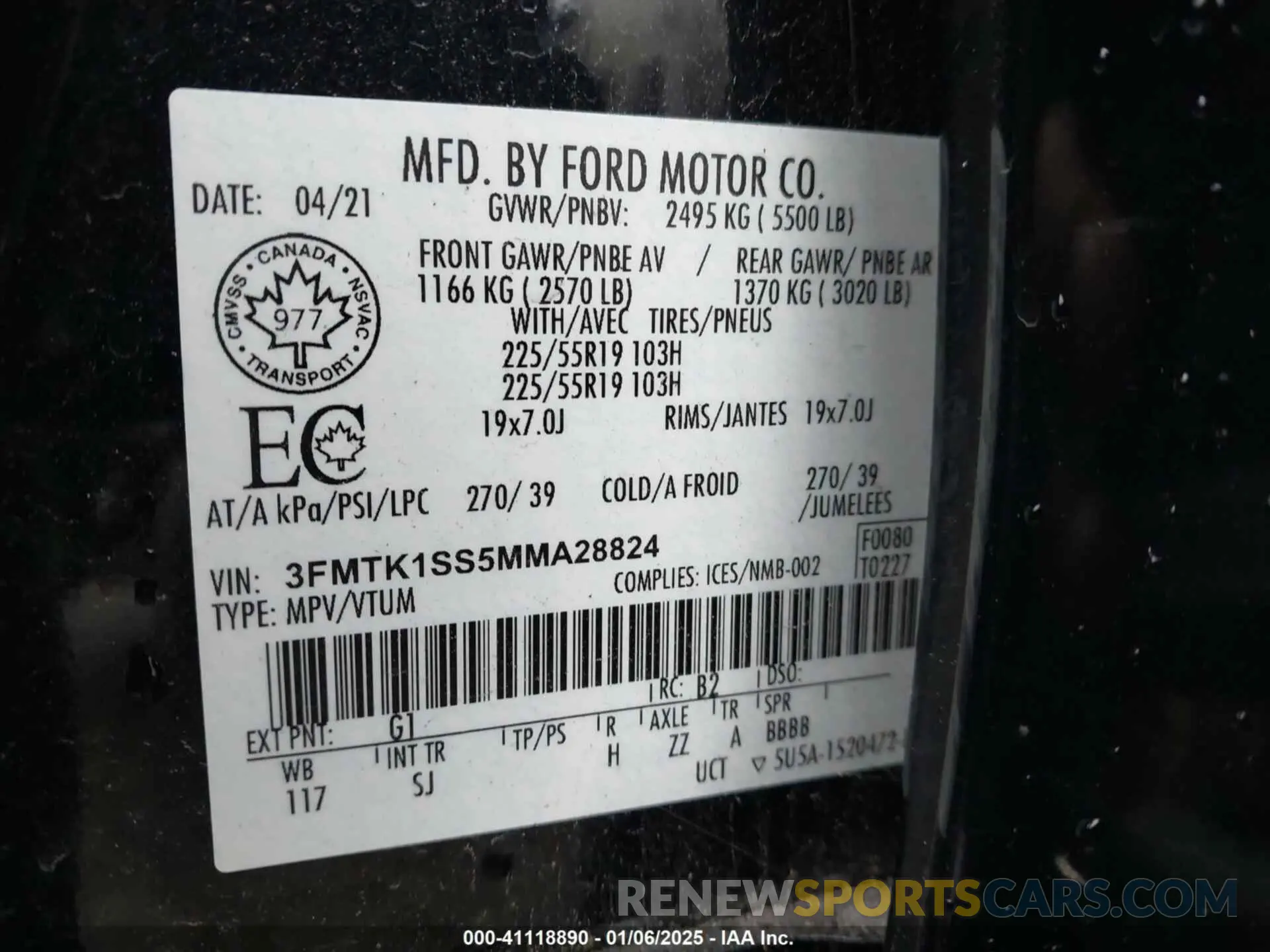 9 fotografías del automóvil dañado 3FMTK1SS5MMA28824 FORD MUSTANG MACH-E 2021