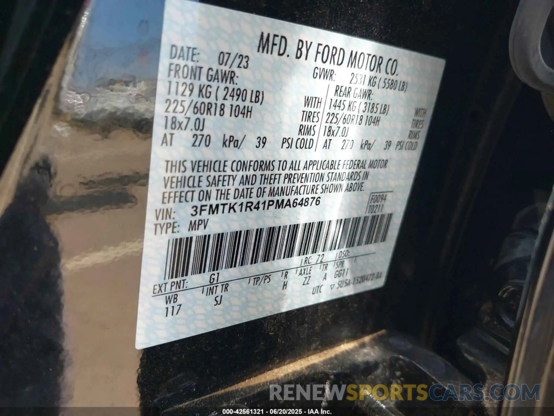 9 fotografías del automóvil dañado 3FMTK1R41PMA64876 FORD MUSTANG MACH-E 2023