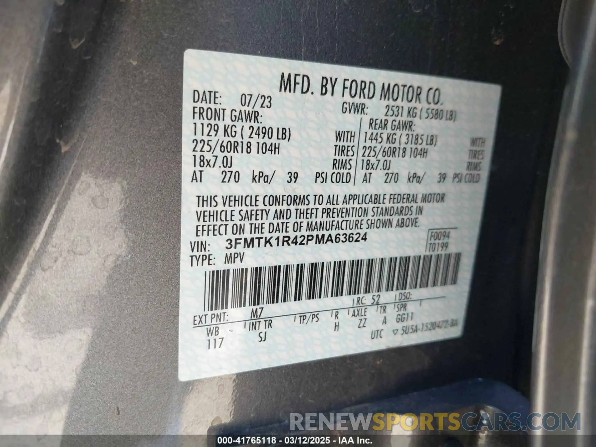 9 fotografías del automóvil dañado 3FMTK1R42PMA63624 FORD MUSTANG MACH-E 2023