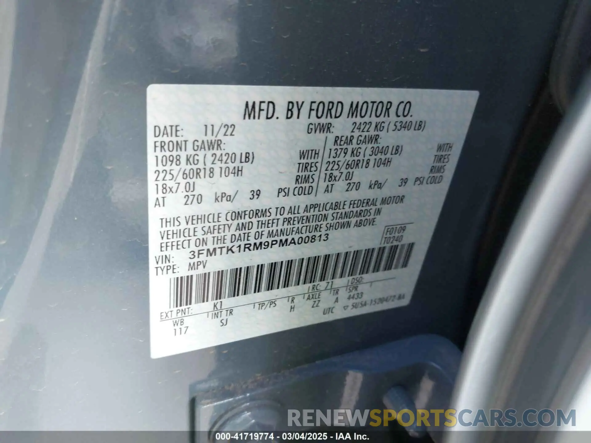 9 fotografías del automóvil dañado 3FMTK1RM9PMA00813 FORD MUSTANG MACH-E 2023