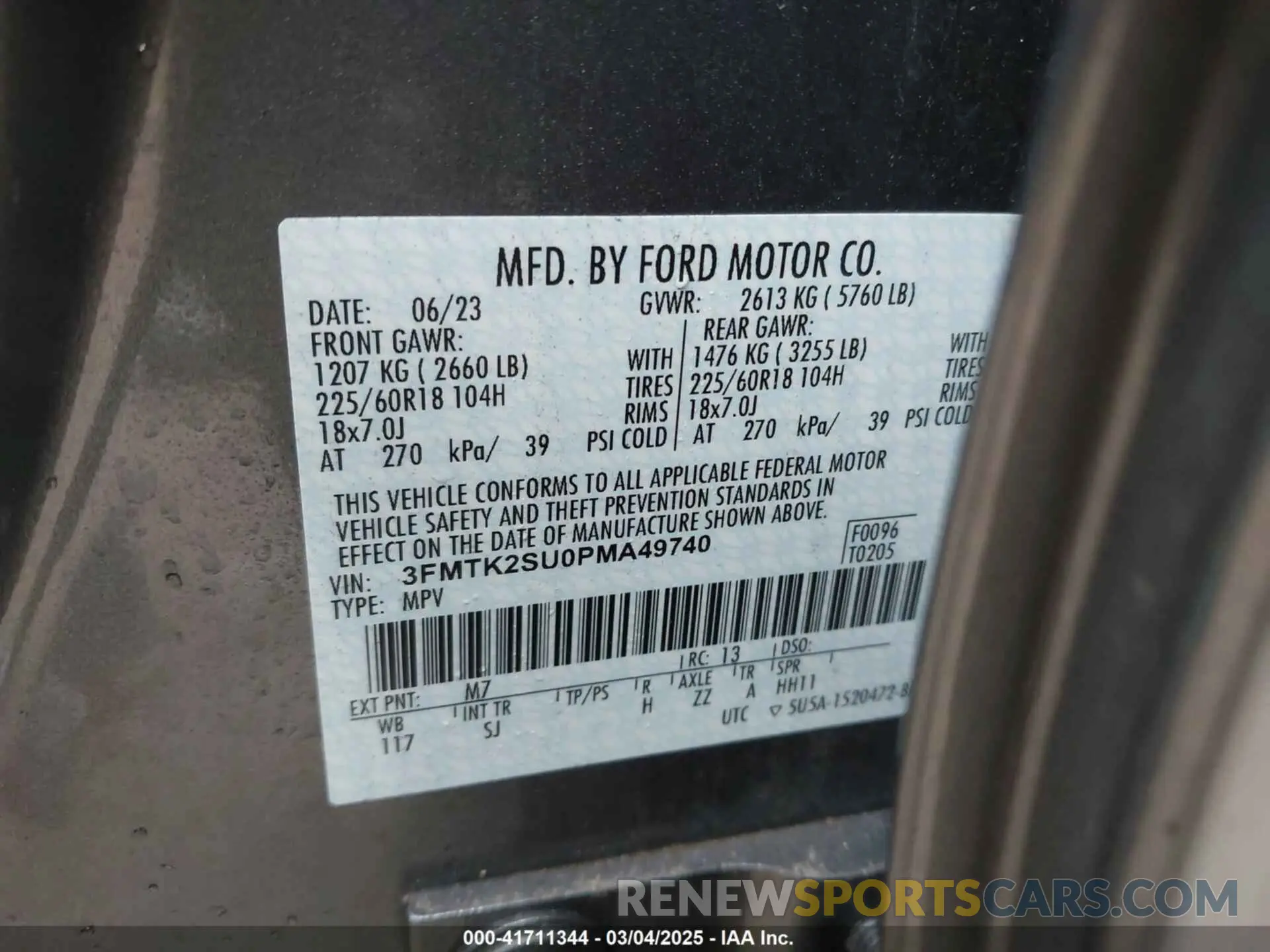 9 fotografías del automóvil dañado 3FMTK2SU0PMA49740 FORD MUSTANG MACH-E 2023