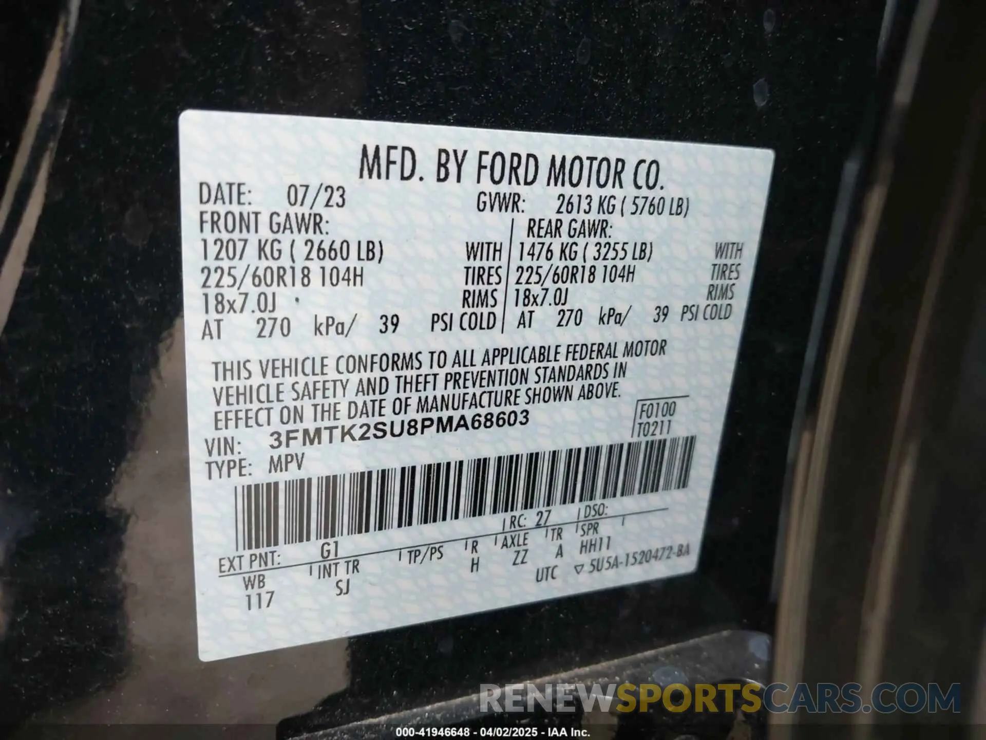 9 fotografías del automóvil dañado 3FMTK2SU8PMA68603 FORD MUSTANG MACH-E 2023