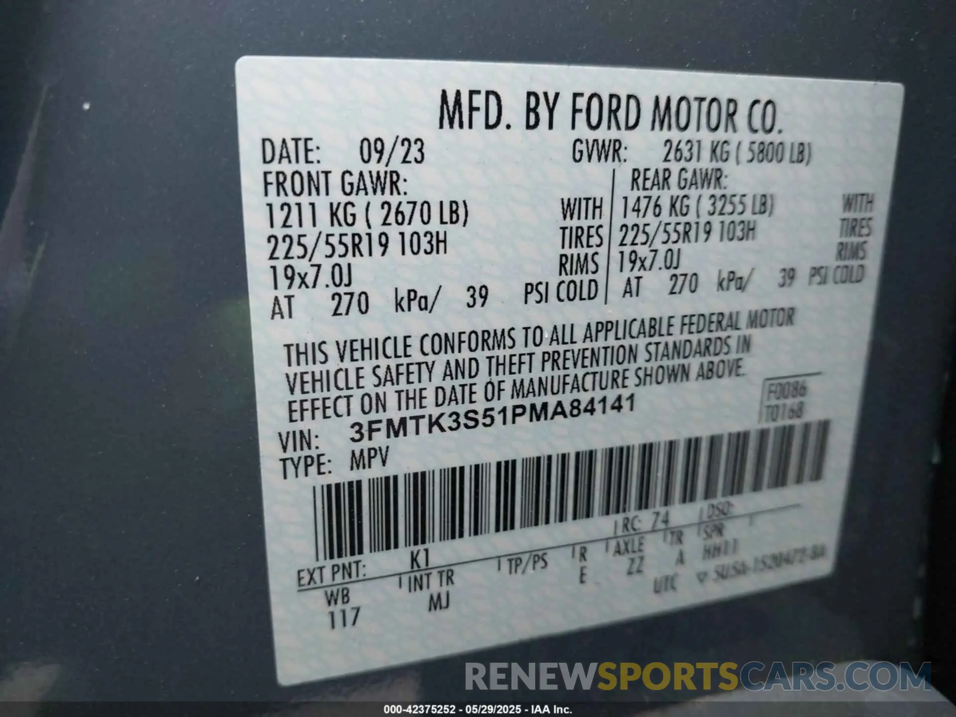 9 fotografías del automóvil dañado 3FMTK3S51PMA84141 FORD MUSTANG MACH-E 2023