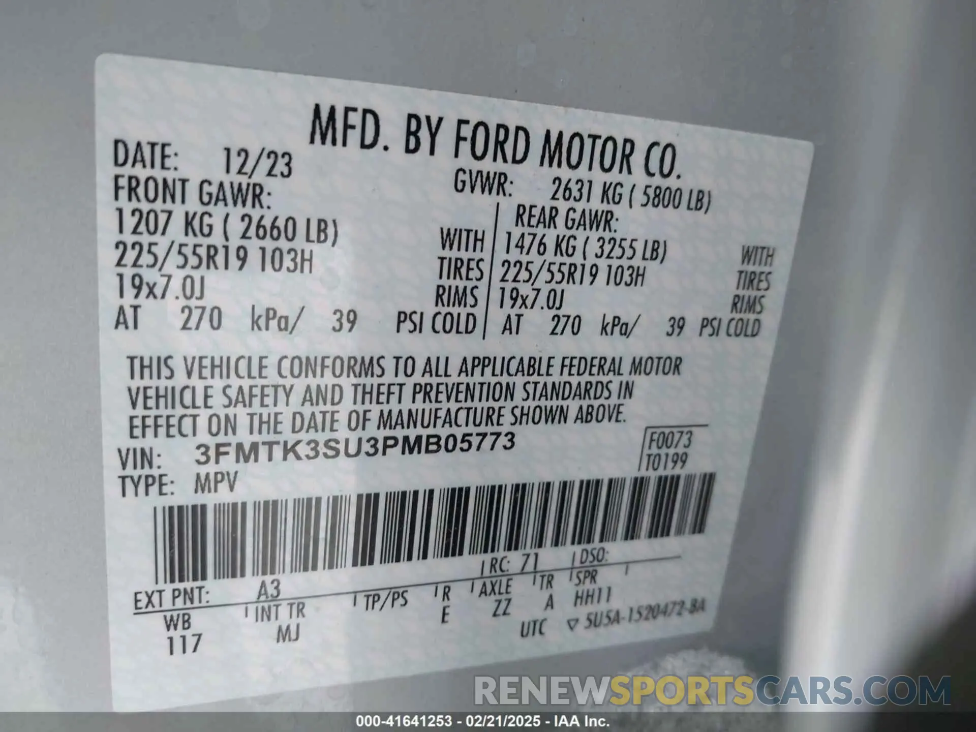 9 fotografías del automóvil dañado 3FMTK3SU3PMB05773 FORD MUSTANG MACH-E 2023
