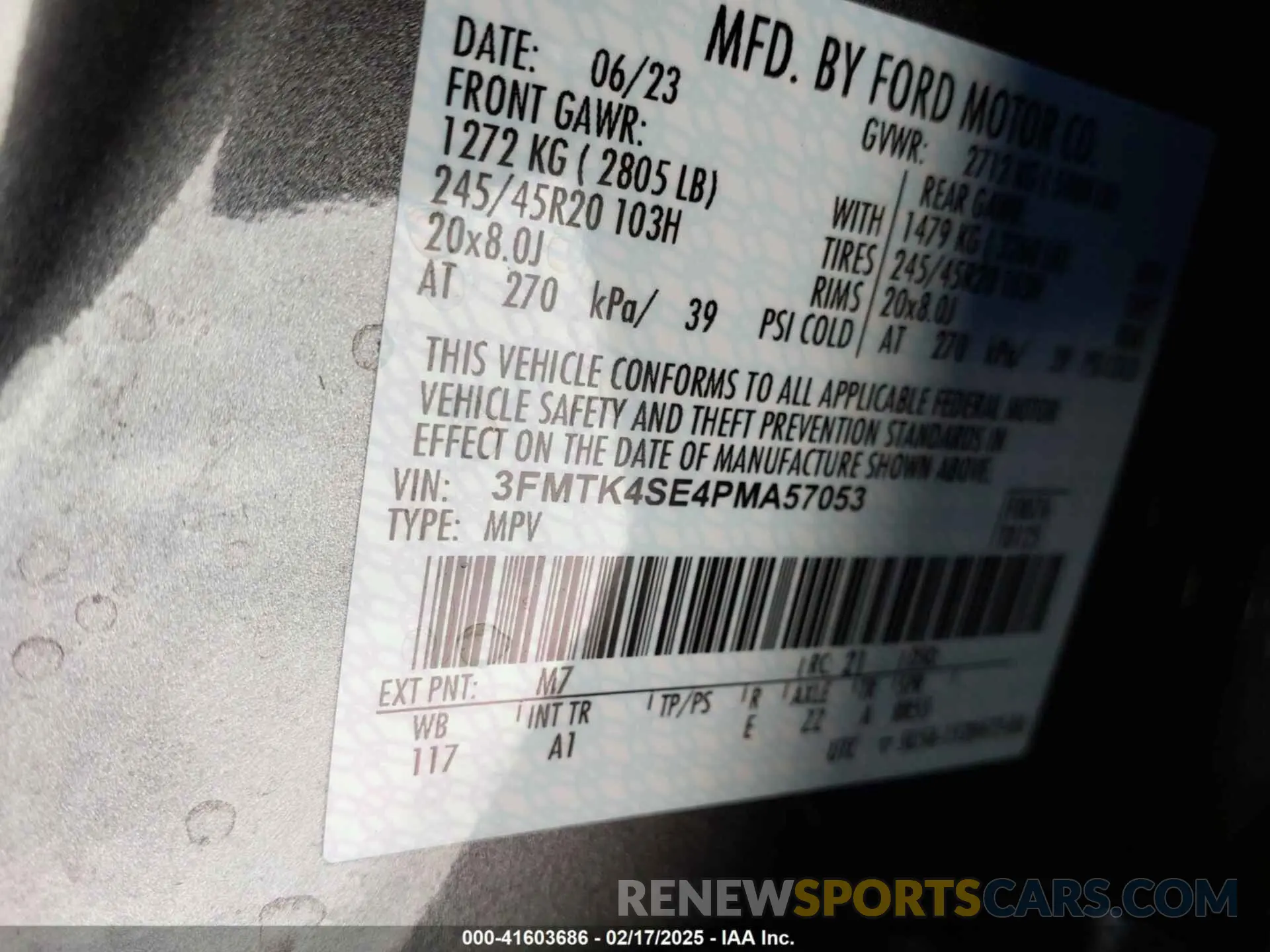 9 fotografías del automóvil dañado 3FMTK4SE4PMA57053 FORD MUSTANG MACH-E 2023