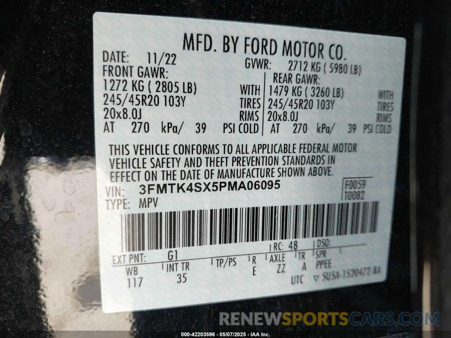9 fotografías del automóvil dañado 3FMTK4SX5PMA06095 FORD MUSTANG MACH-E 2023