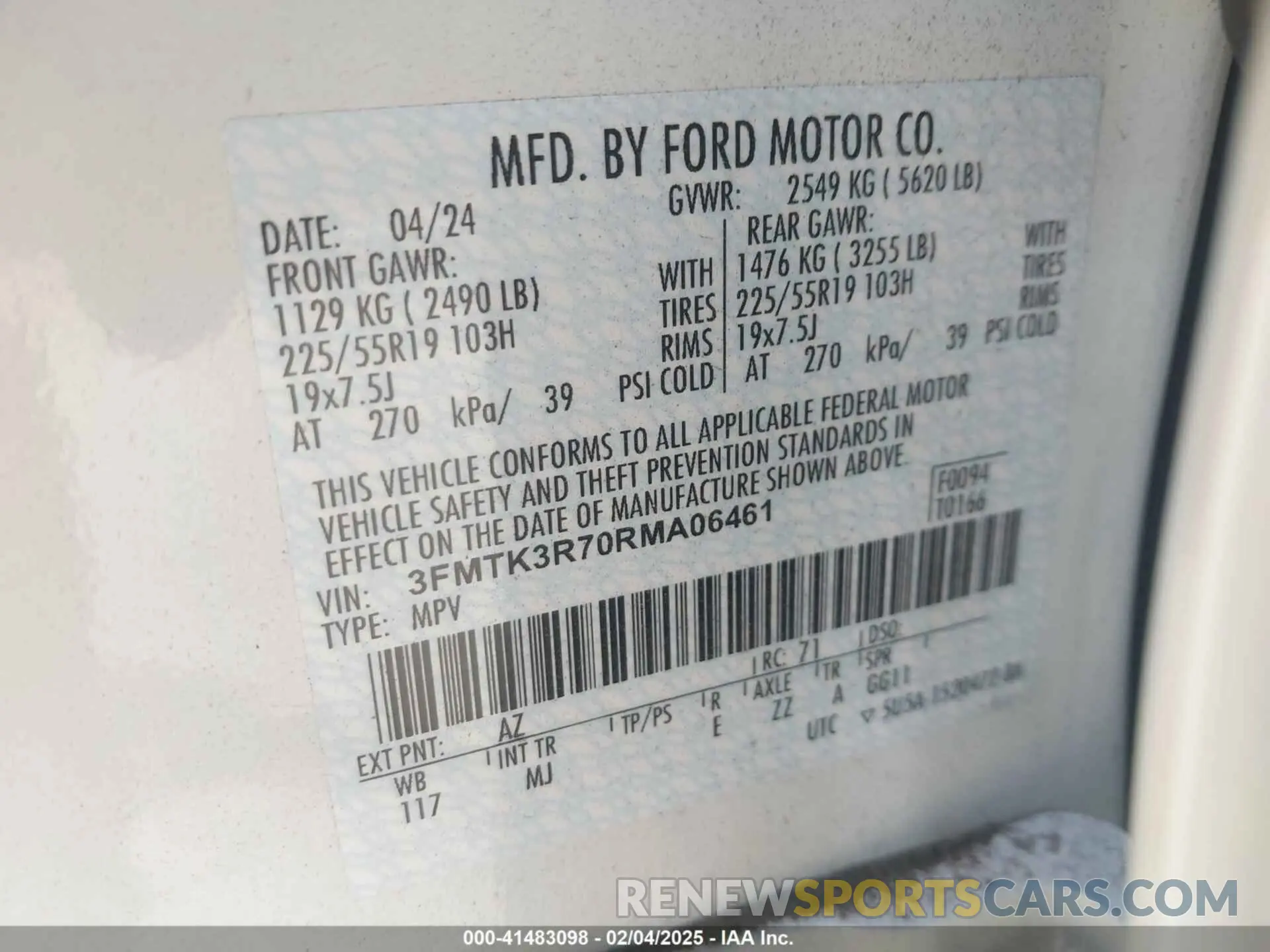 9 fotografías del automóvil dañado 3FMTK3R70RMA06461 FORD MUSTANG MACH-E 2024