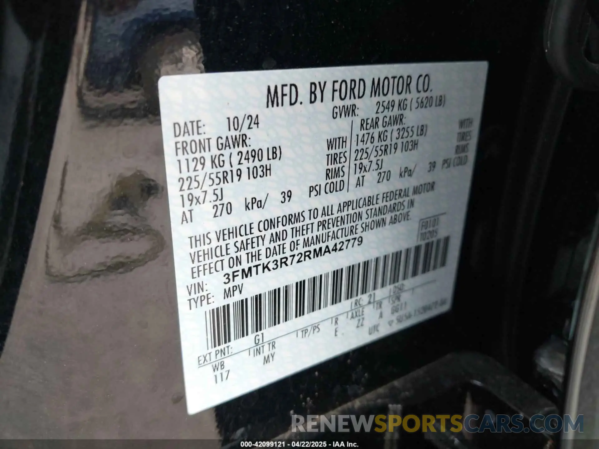 9 fotografías del automóvil dañado 3FMTK3R72RMA42779 FORD MUSTANG MACH-E 2024