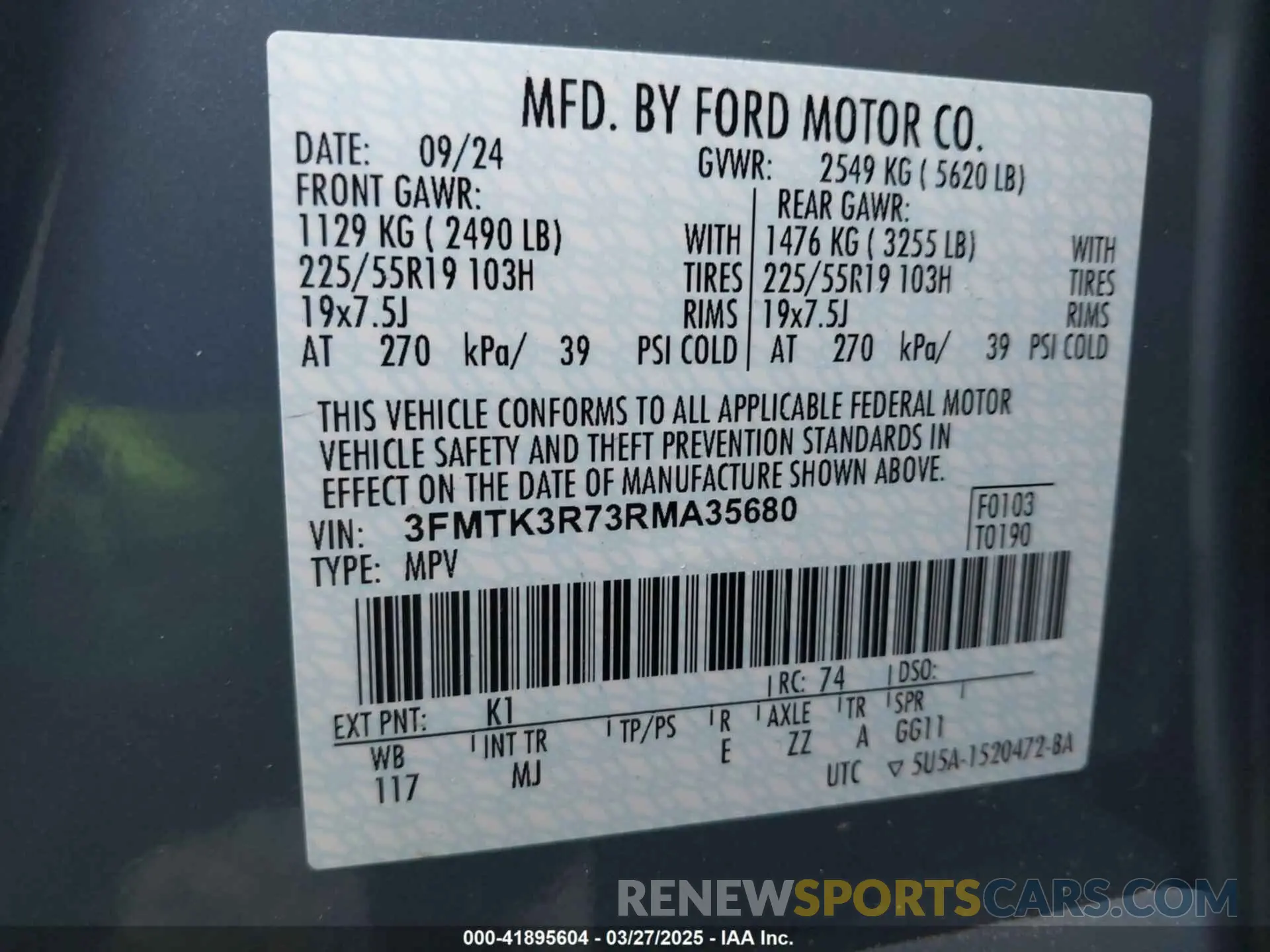 9 fotografías del automóvil dañado 3FMTK3R73RMA35680 FORD MUSTANG MACH-E 2024