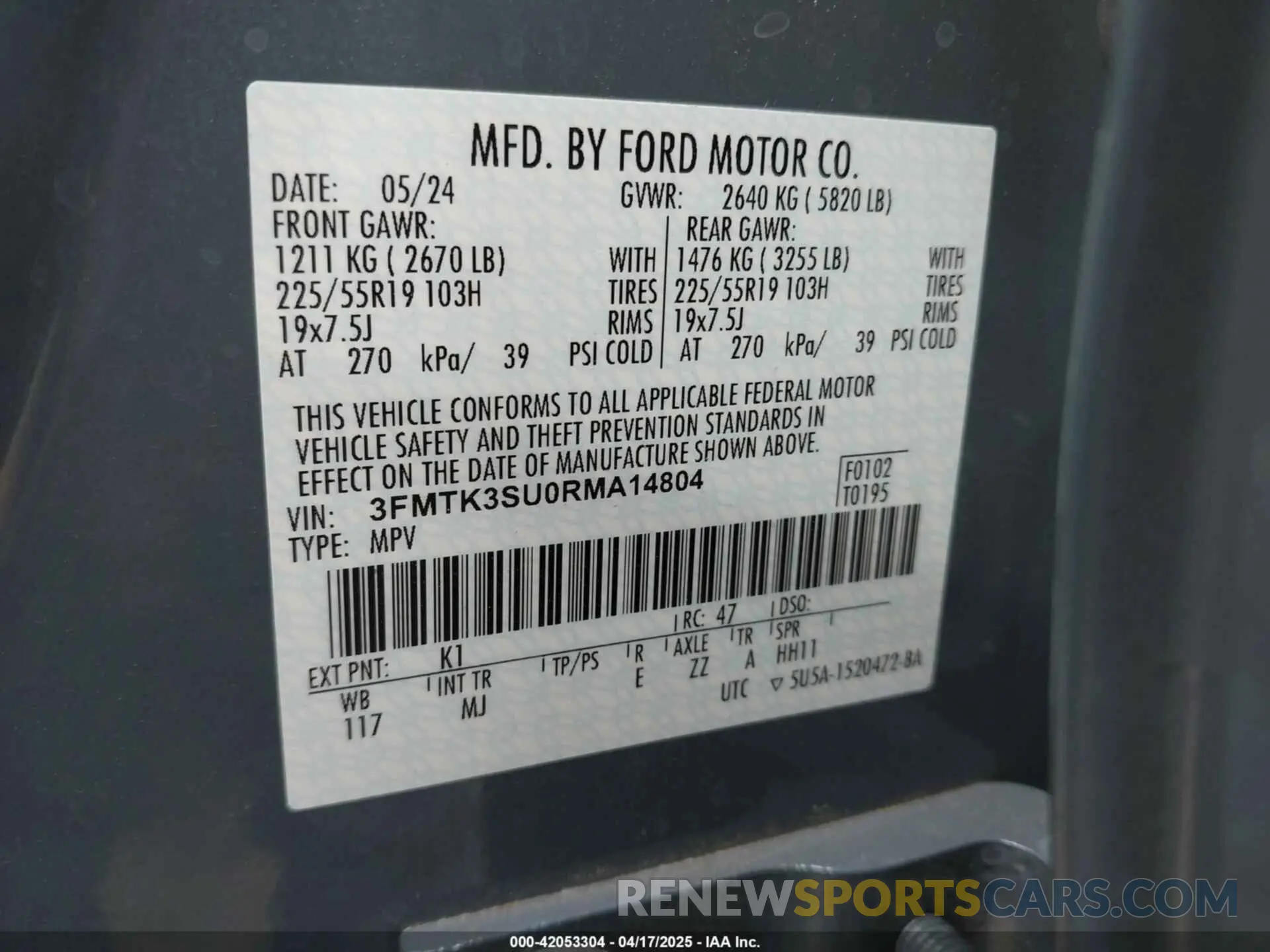 9 fotografías del automóvil dañado 3FMTK3SU0RMA14804 FORD MUSTANG MACH-E 2024