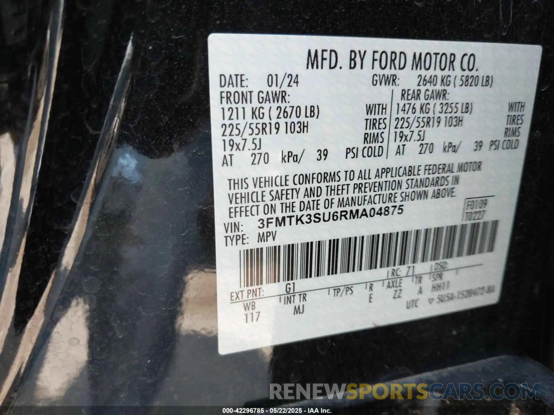 9 fotografías del automóvil dañado 3FMTK3SU6RMA04875 FORD MUSTANG MACH-E 2024