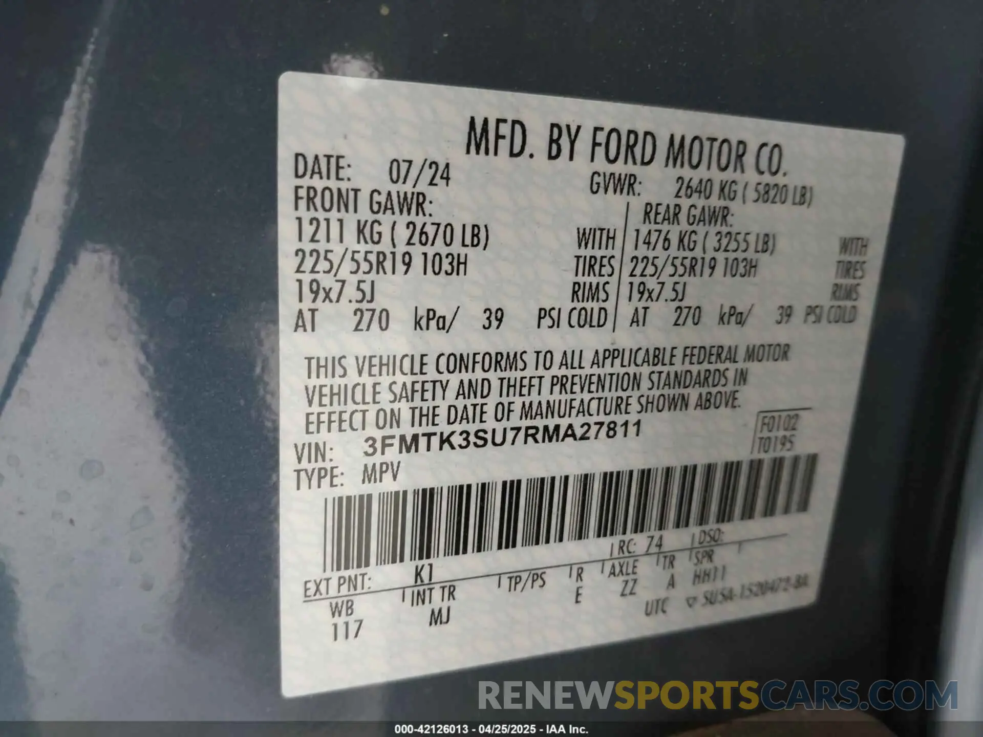 9 fotografías del automóvil dañado 3FMTK3SU7RMA27811 FORD MUSTANG MACH-E 2024