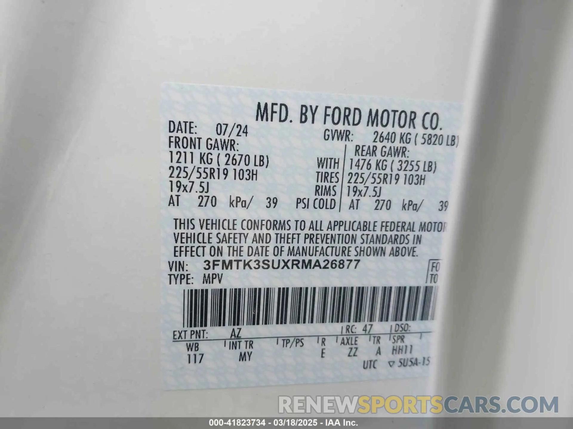 9 fotografías del automóvil dañado 3FMTK3SUXRMA26877 FORD MUSTANG MACH-E 2024