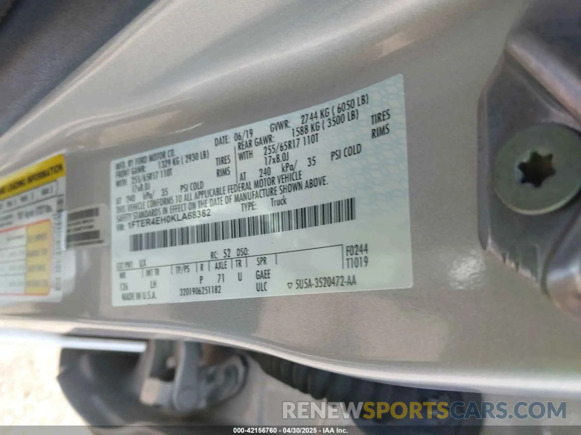 9 fotografías del automóvil dañado 1FTER4EH0KLA68382 FORD RANGER 2019