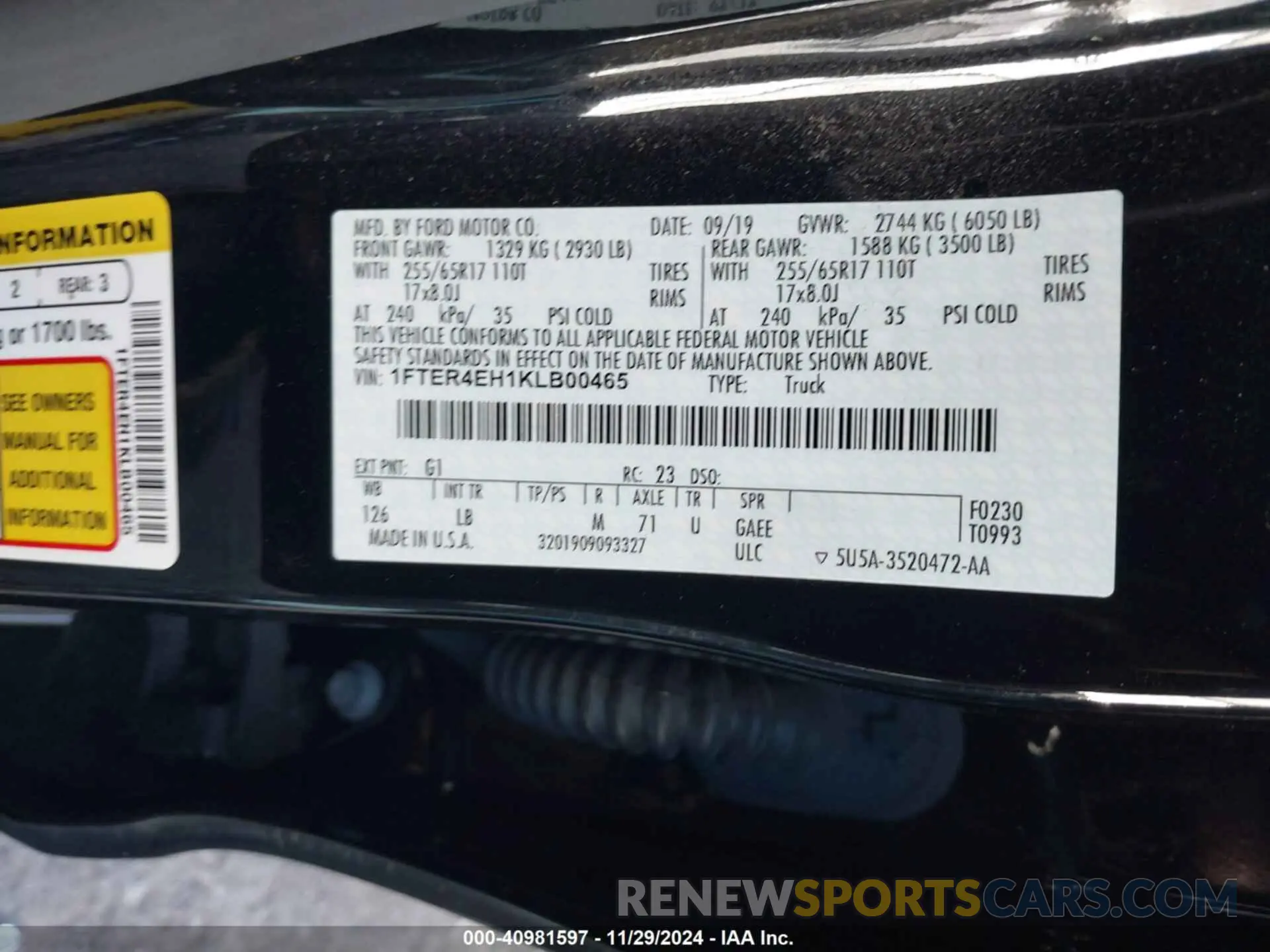 9 fotografías del automóvil dañado 1FTER4EH1KLB00465 FORD RANGER 2019